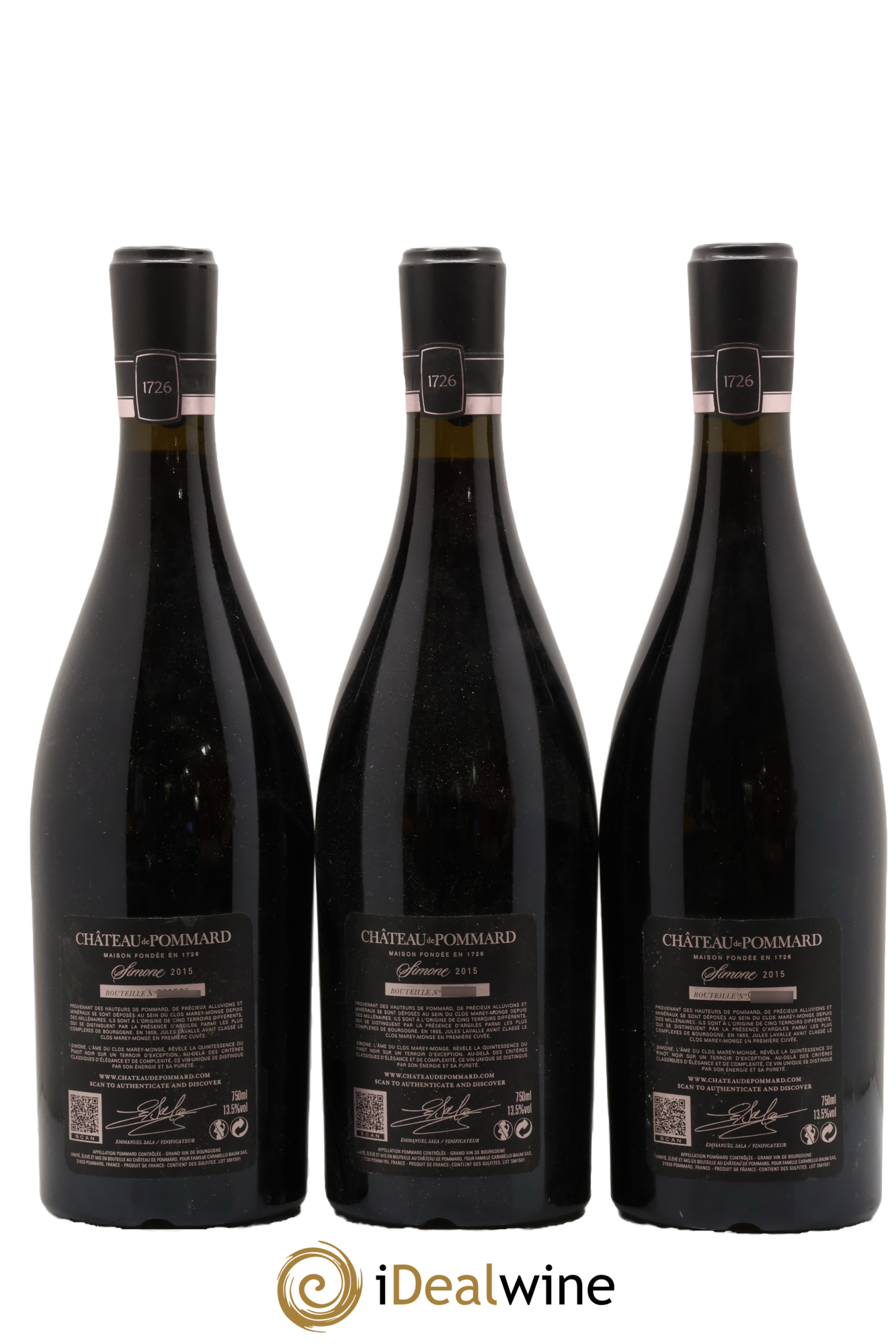 Pommard cuvée Simone Château de Pommard 2015 - Lot de 3 bouteilles - 1