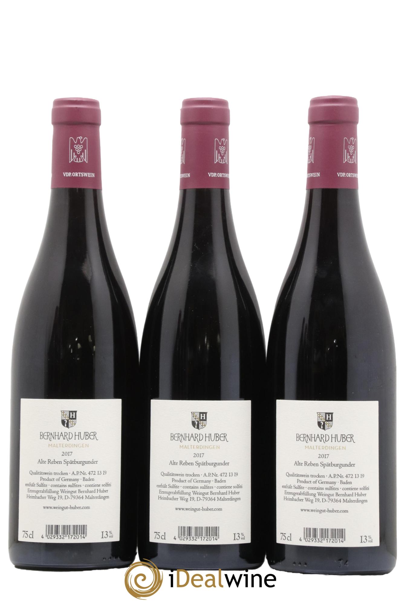 Allemagne Spätburgunder Malterdinger Alte Reben Bernhard Huber 2017 - Lot de 3 bouteilles - 1