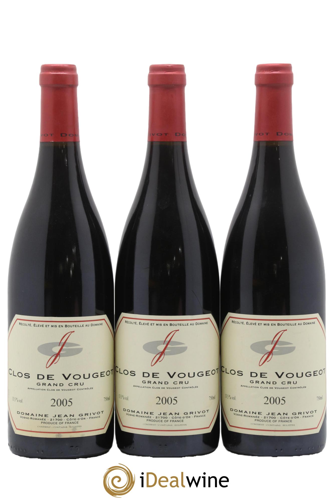 Clos de Vougeot Grand Cru Jean Grivot 2005 - Lot of 3 bottles - 0