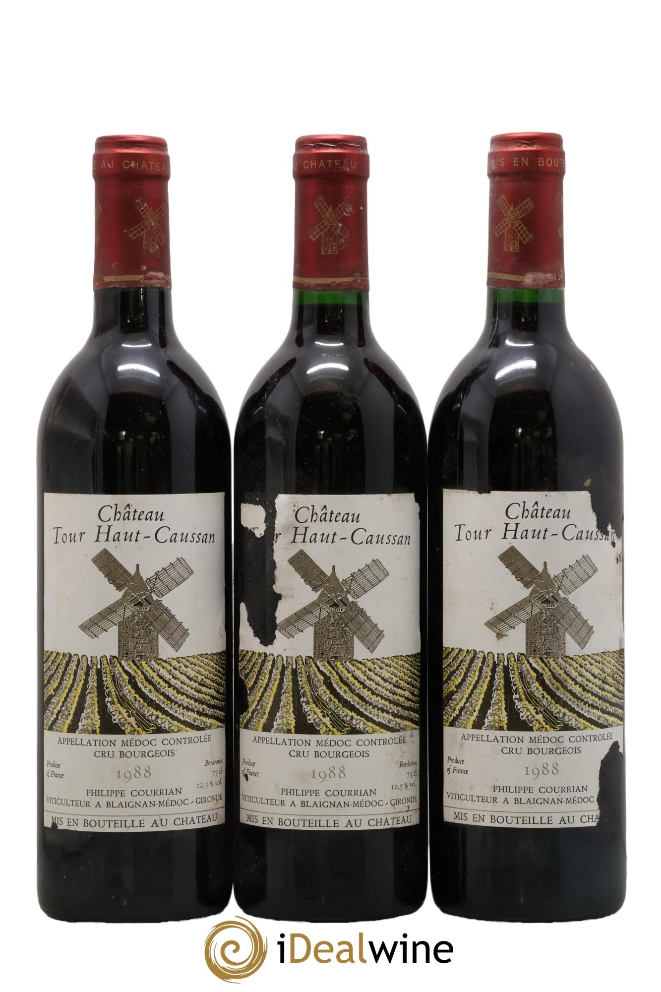 Château Tour Haut-Caussan Cru Bourgeois 1988 - Lot de 3 bouteilles - 0