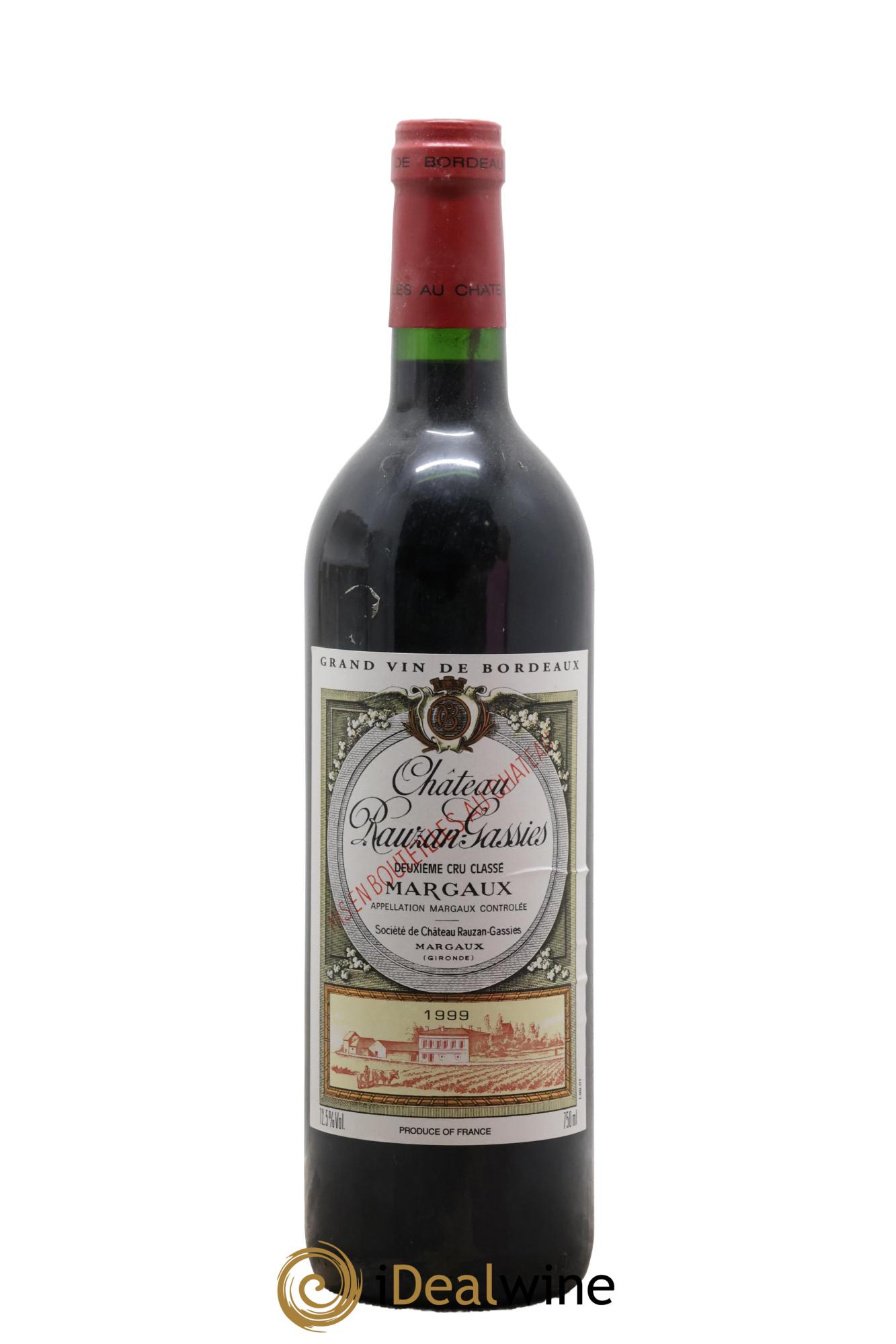 Château Rauzan-Gassies 2ème Grand Cru Classé 1999 - Lot de 1 bouteille - 0