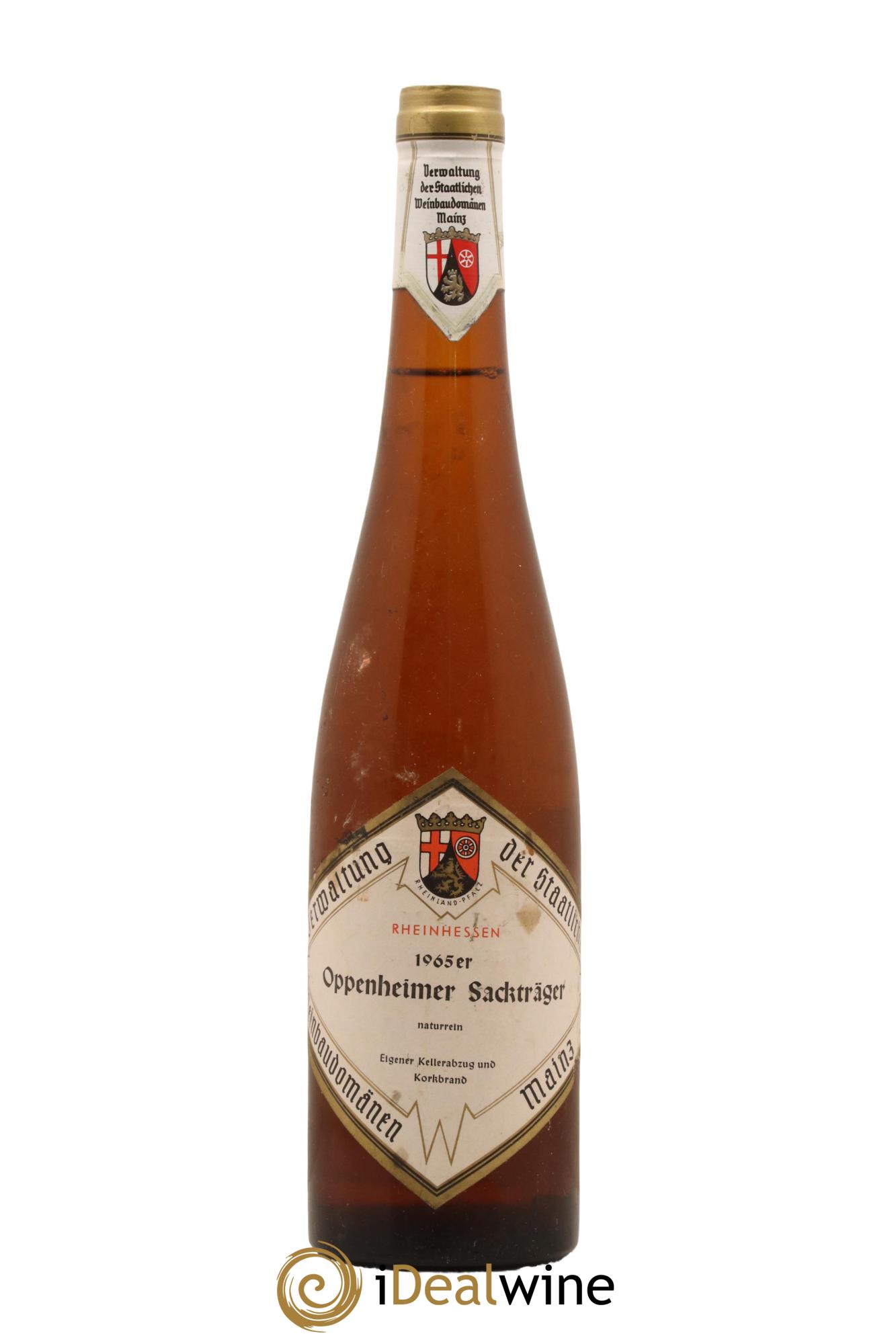 Allemagne Rheinhessen Verwaltung der staatlichen Weinbaudomanen Mainz Oppenheimer Sacktrager naturrein 1965 - Lot de 1 bouteille - 0