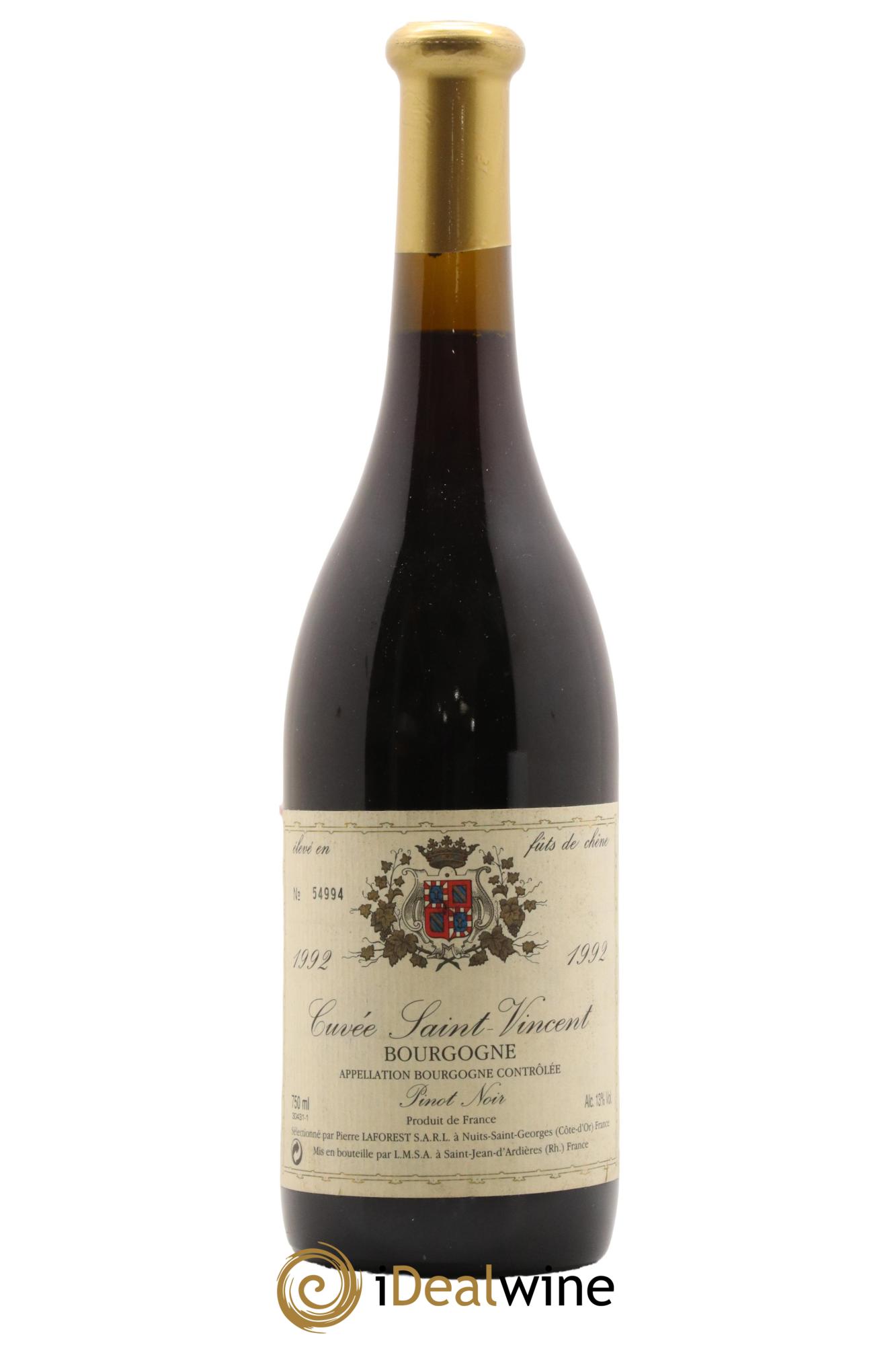 Bourgogne Pinot Noir Cuvée Saint Vincent Laforest 1992 - Lot de 1 bouteille - 0