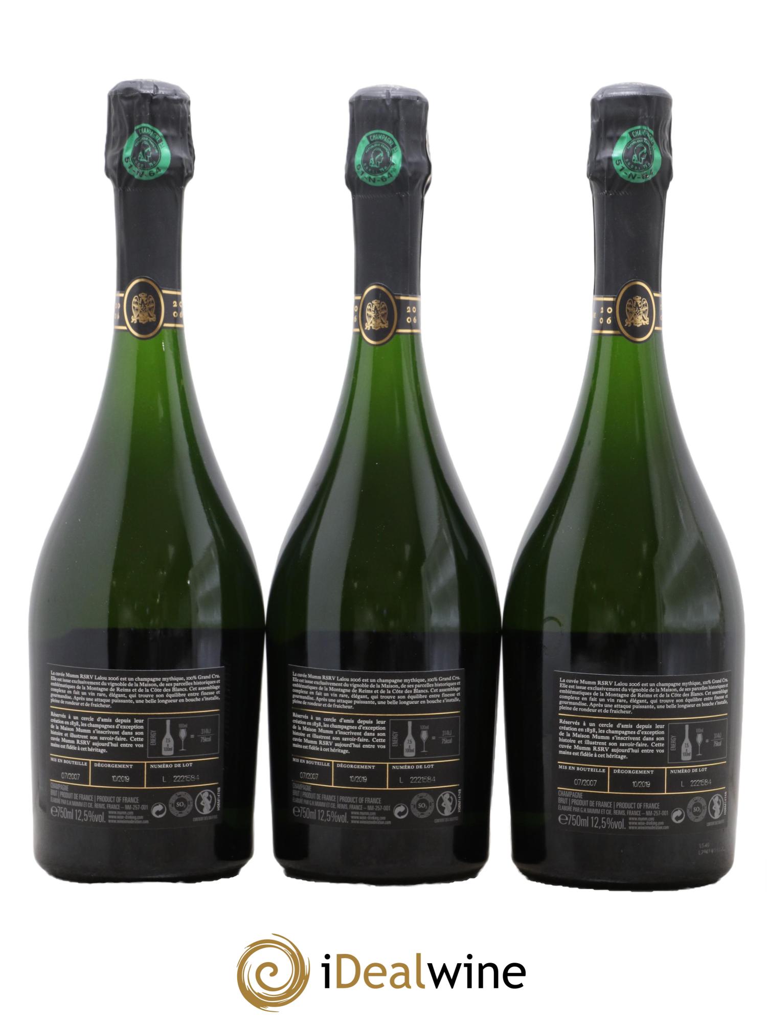 René Lalou Mumm 2006 - Lotto di 3 bottiglie - 1