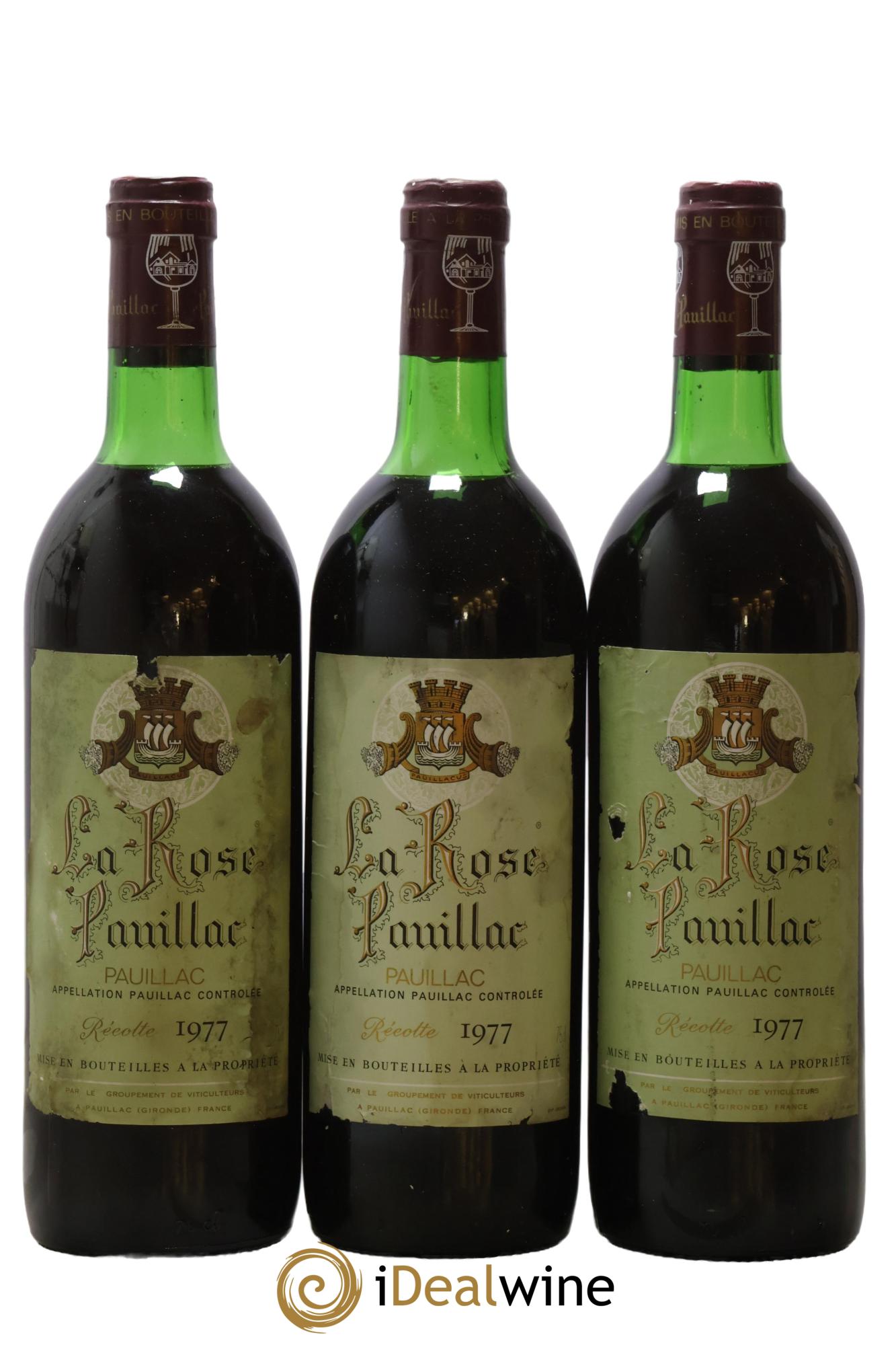 La Rose Pauillac 1977 - Lot de 3 bouteilles - 0