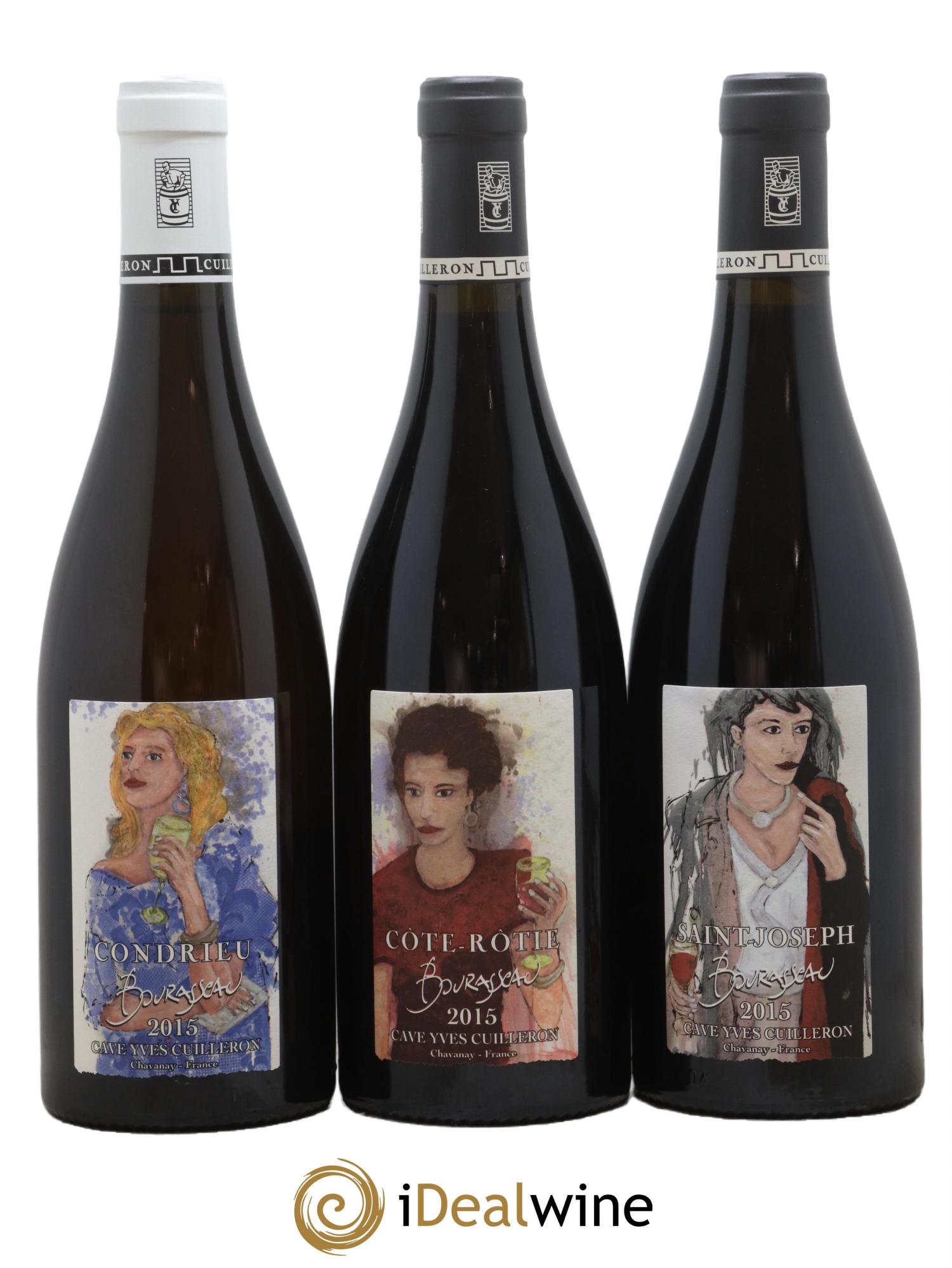 Condrieu - Saint-Joseph - Côte-Rôtie Caisse 3 appellations Bourasseau Yves Cuilleron (Domaine) 2015 - Lot de 3 bouteilles - 0