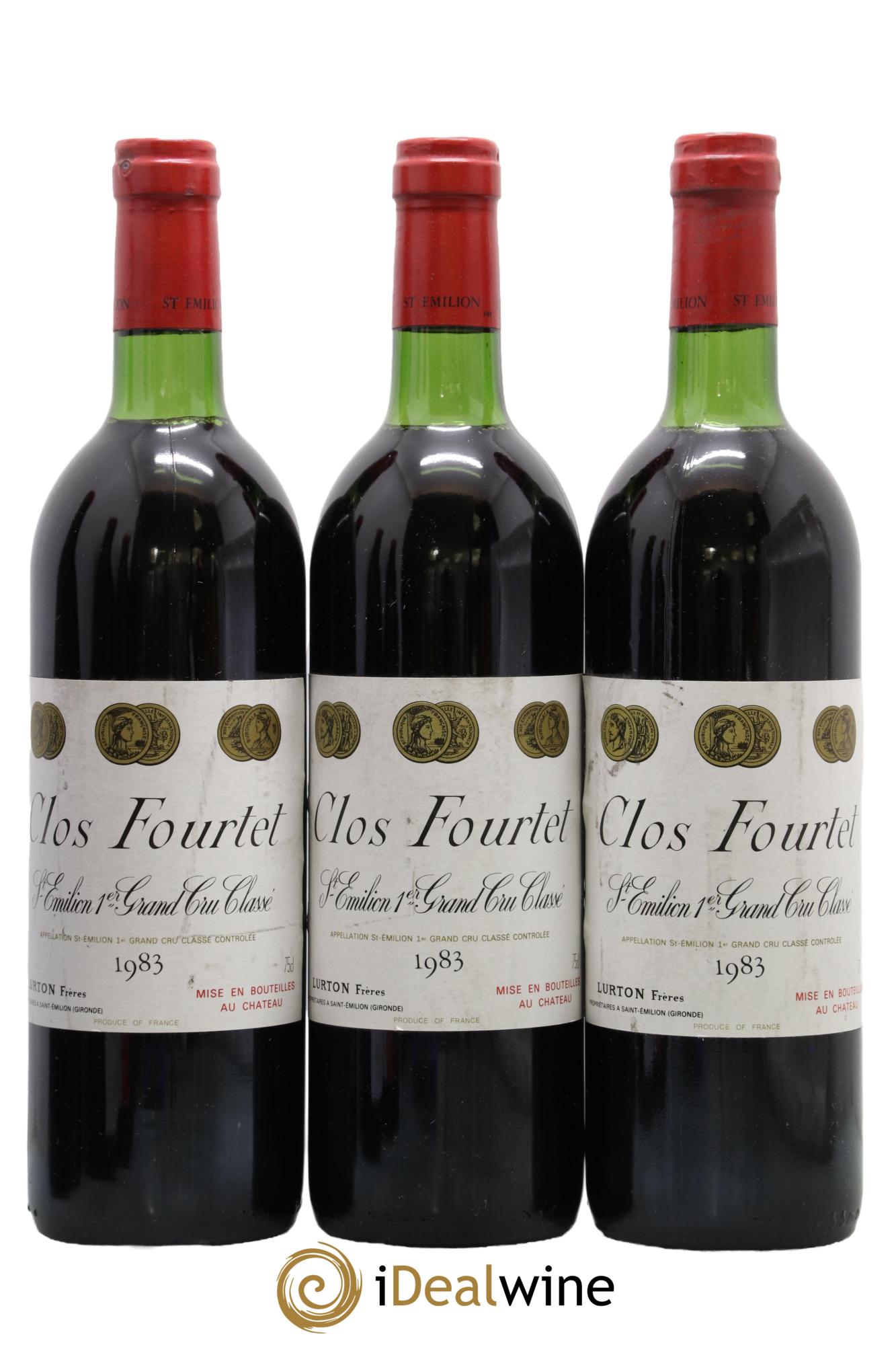 Clos Fourtet 1er Grand Cru Classé B 1983 - Lot of 3 bottles - 0
