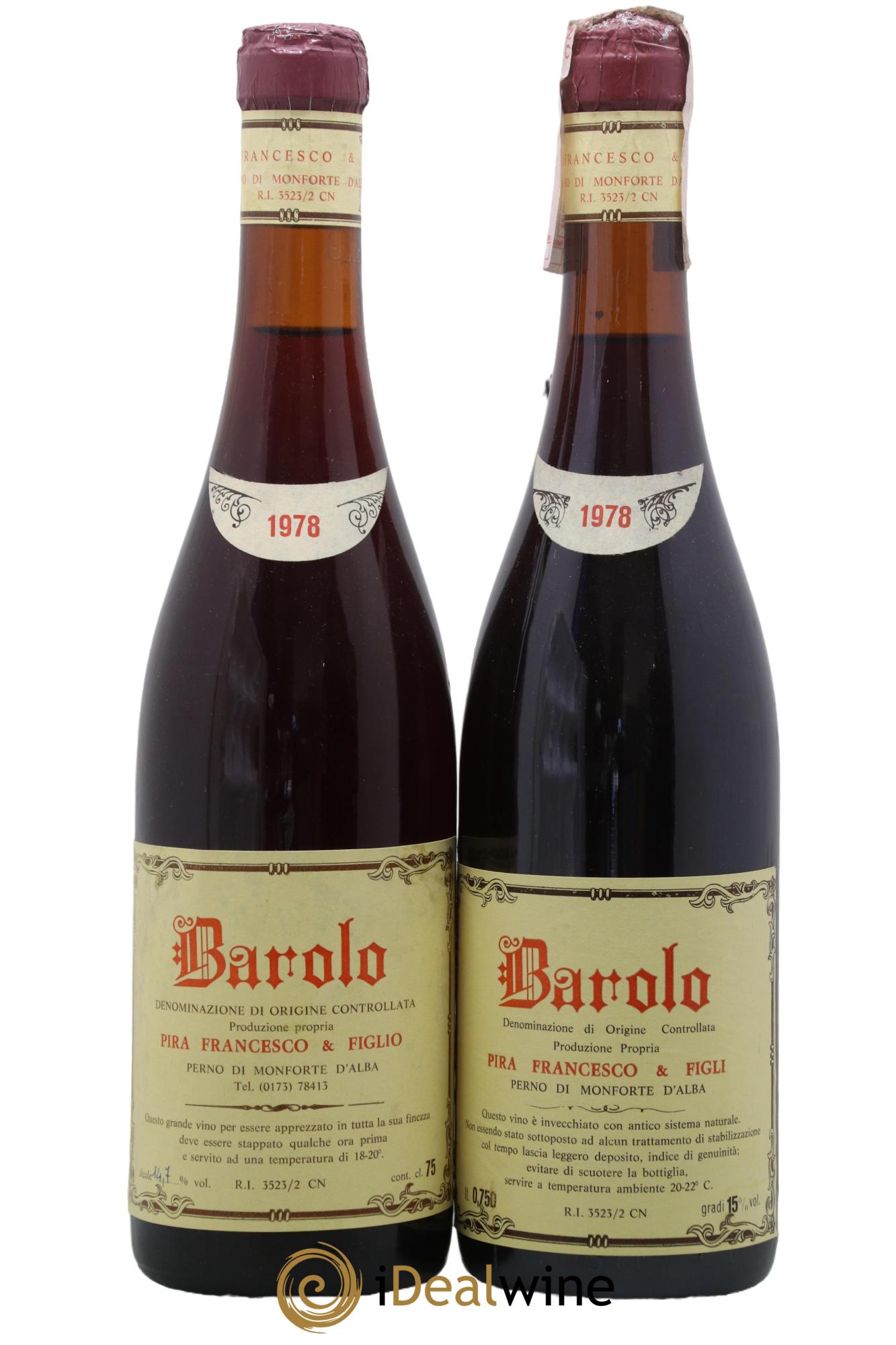 Barolo Pira Francesco 1978 - Lot de 2 bouteilles - 0