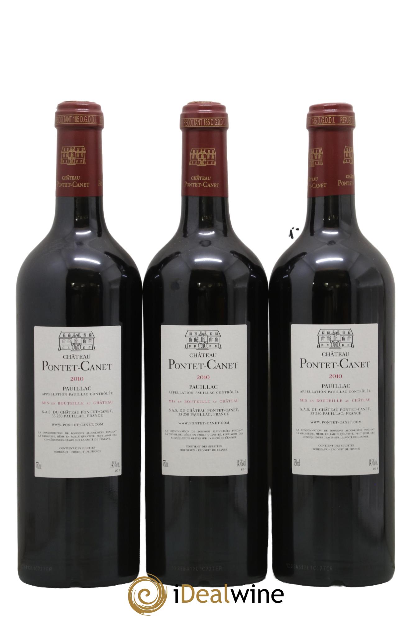 Château Pontet Canet 5ème Grand Cru Classé 2010 - Lot of 3 bottles - 1