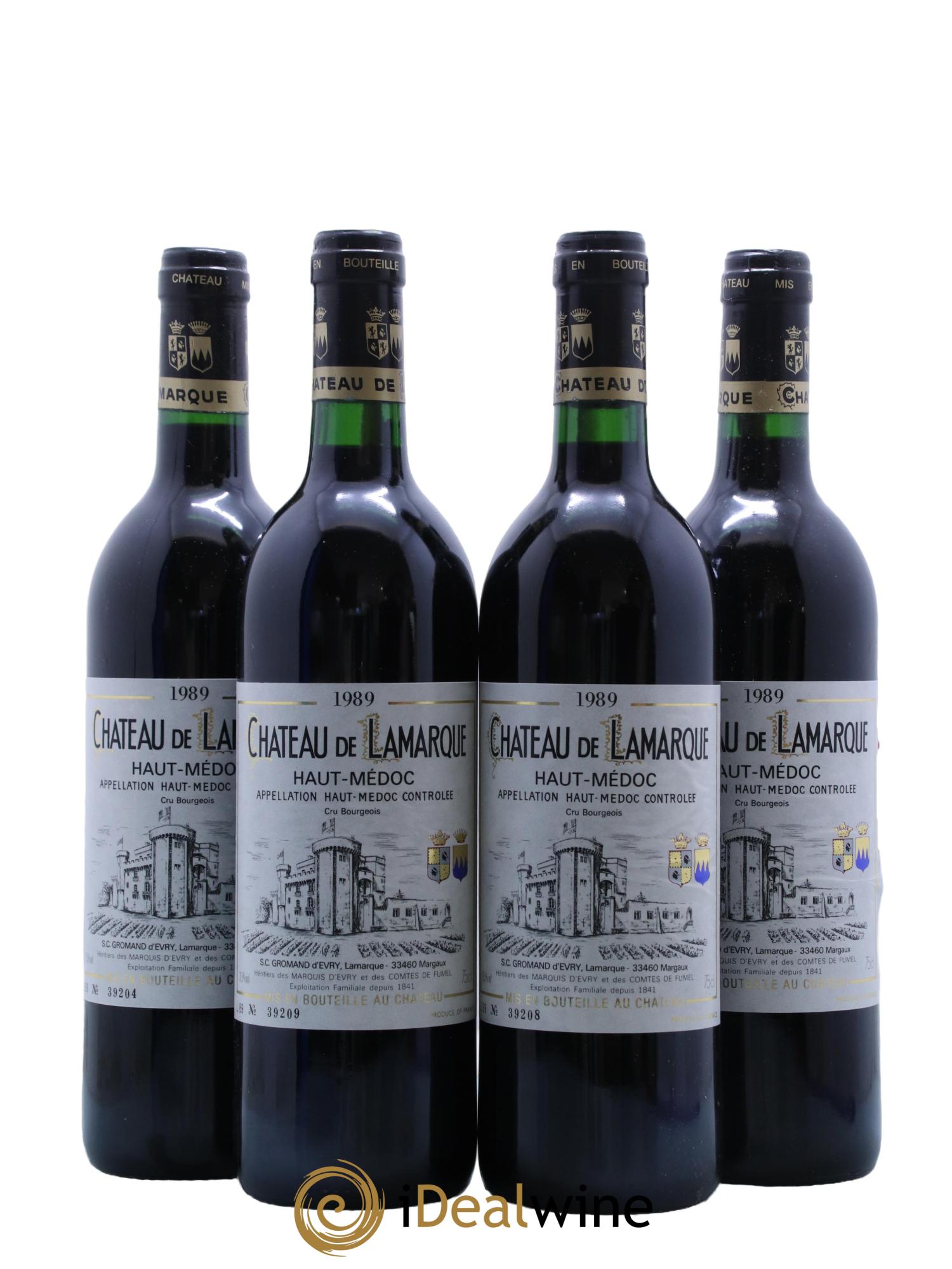 Château de Lamarque Cru Bourgeois 1989 - Lot de 4 bouteilles - 0