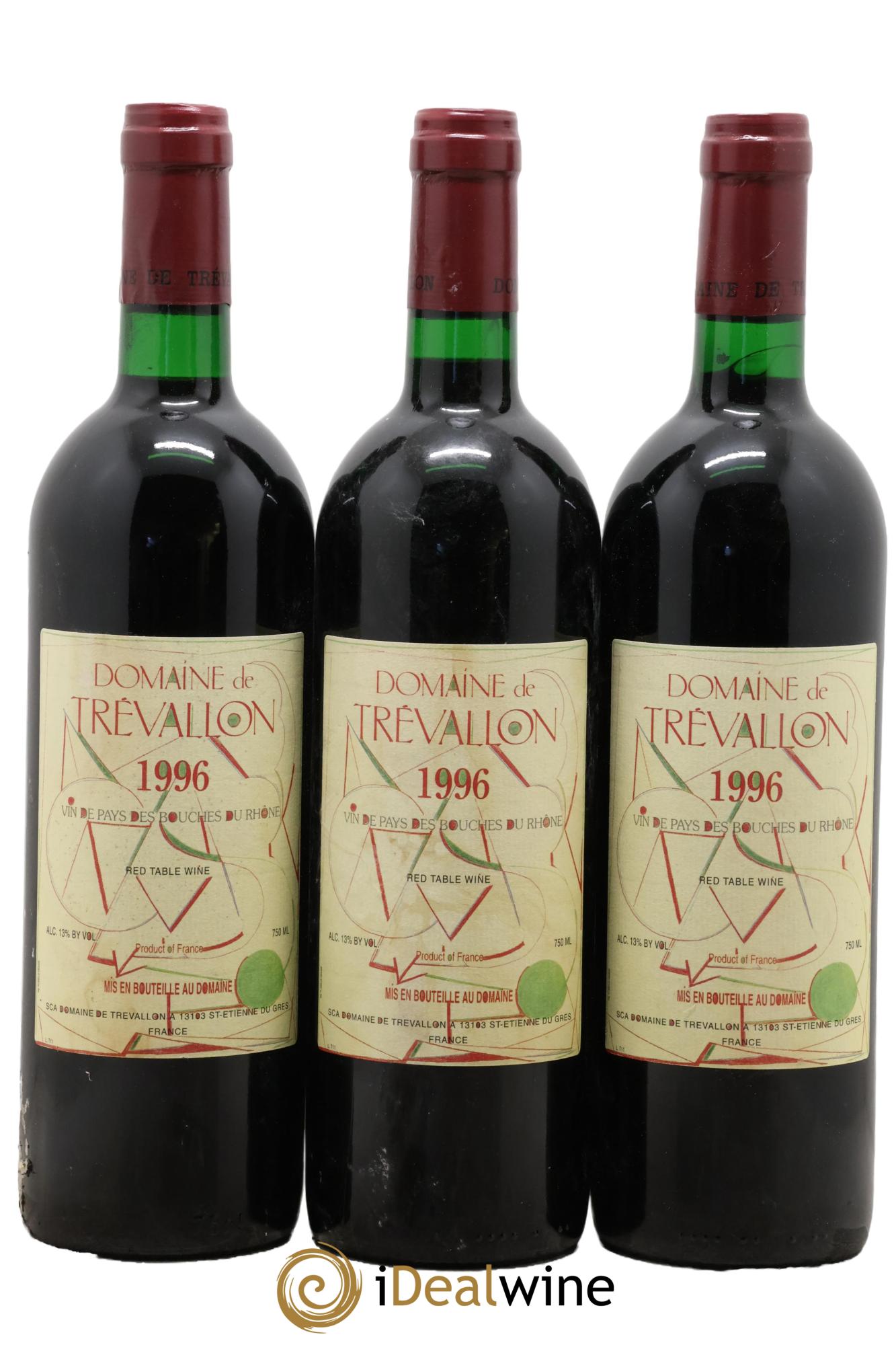 VDP Bouches du Rhône Trévallon (Domaine de) Eloi Dürrbach 1996 - Lot de 3 bouteilles - 0