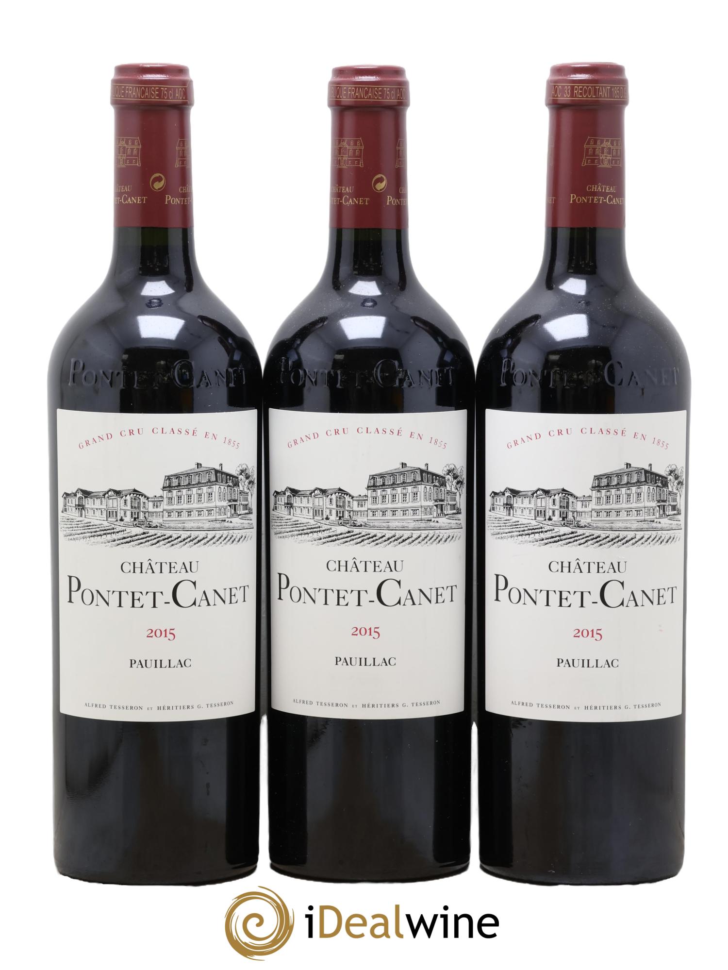 Château Pontet Canet 5ème Grand Cru Classé 2015 - Lot de 3 bouteilles - 0