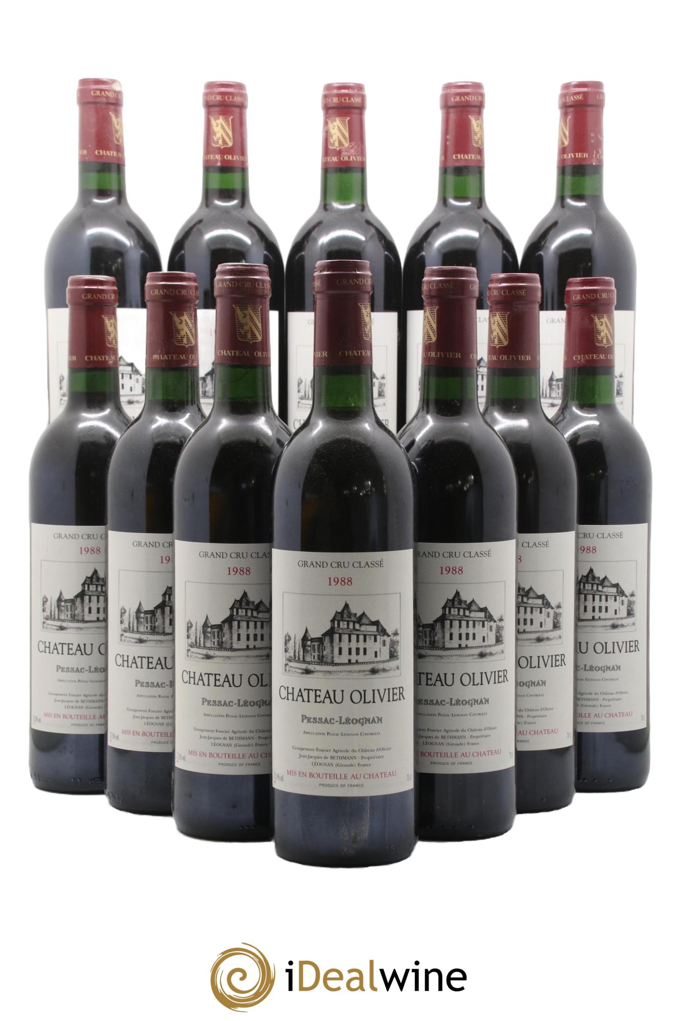 Château Olivier Cru Classé de Graves 1988 - Lot de 12 bouteilles - 0