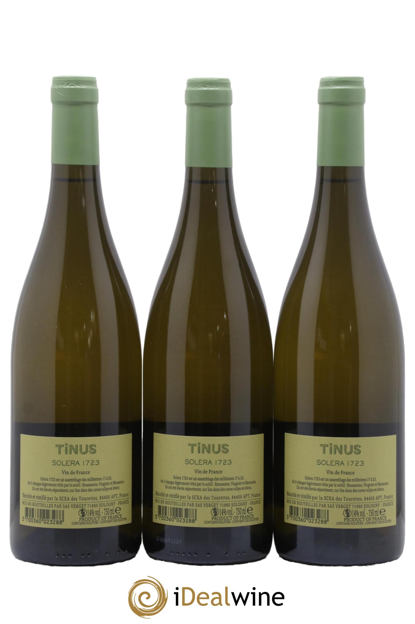 Vin de France Tinus Solera 1723 Chateau des tourettes Verget Guffens - Lot de 3 bouteilles - 1