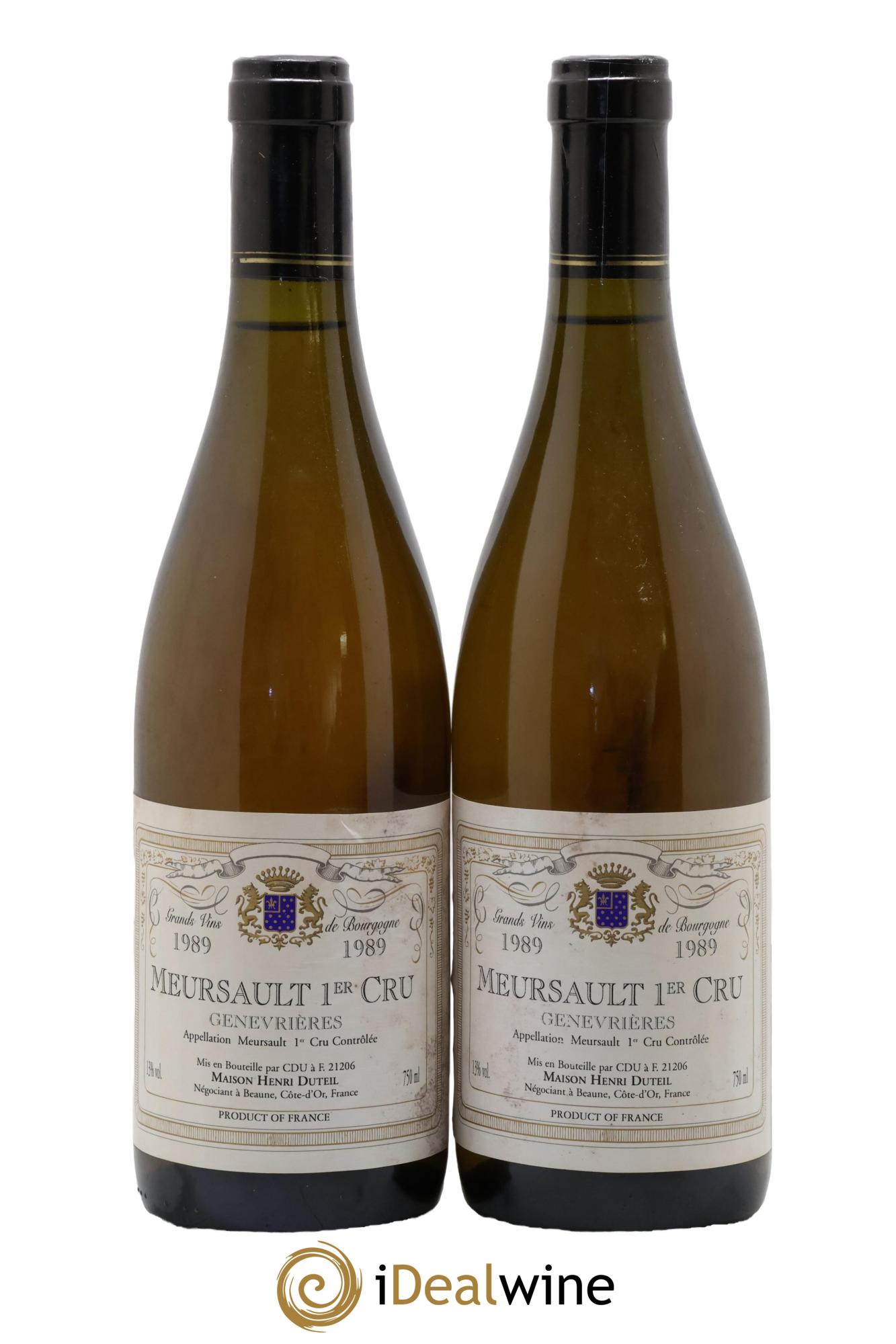 Meursault 1er Cru Genevrières Maison Henri Duteil 1989 - Posten von 2 Flaschen - 0