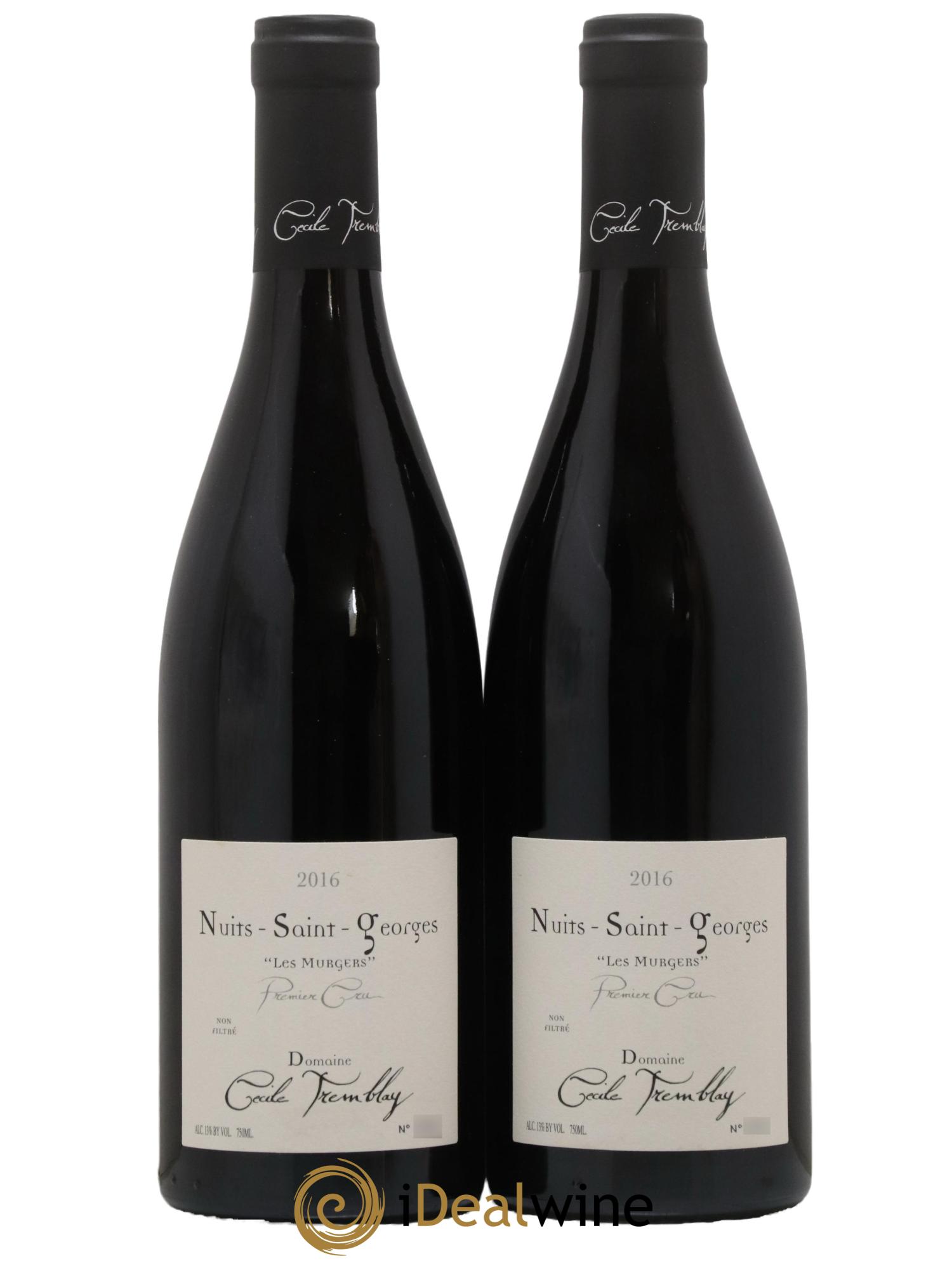 Nuits-Saint-Georges 1er Cru Les Murgers Cécile Tremblay 2016 - Lot de 2 bouteilles - 0