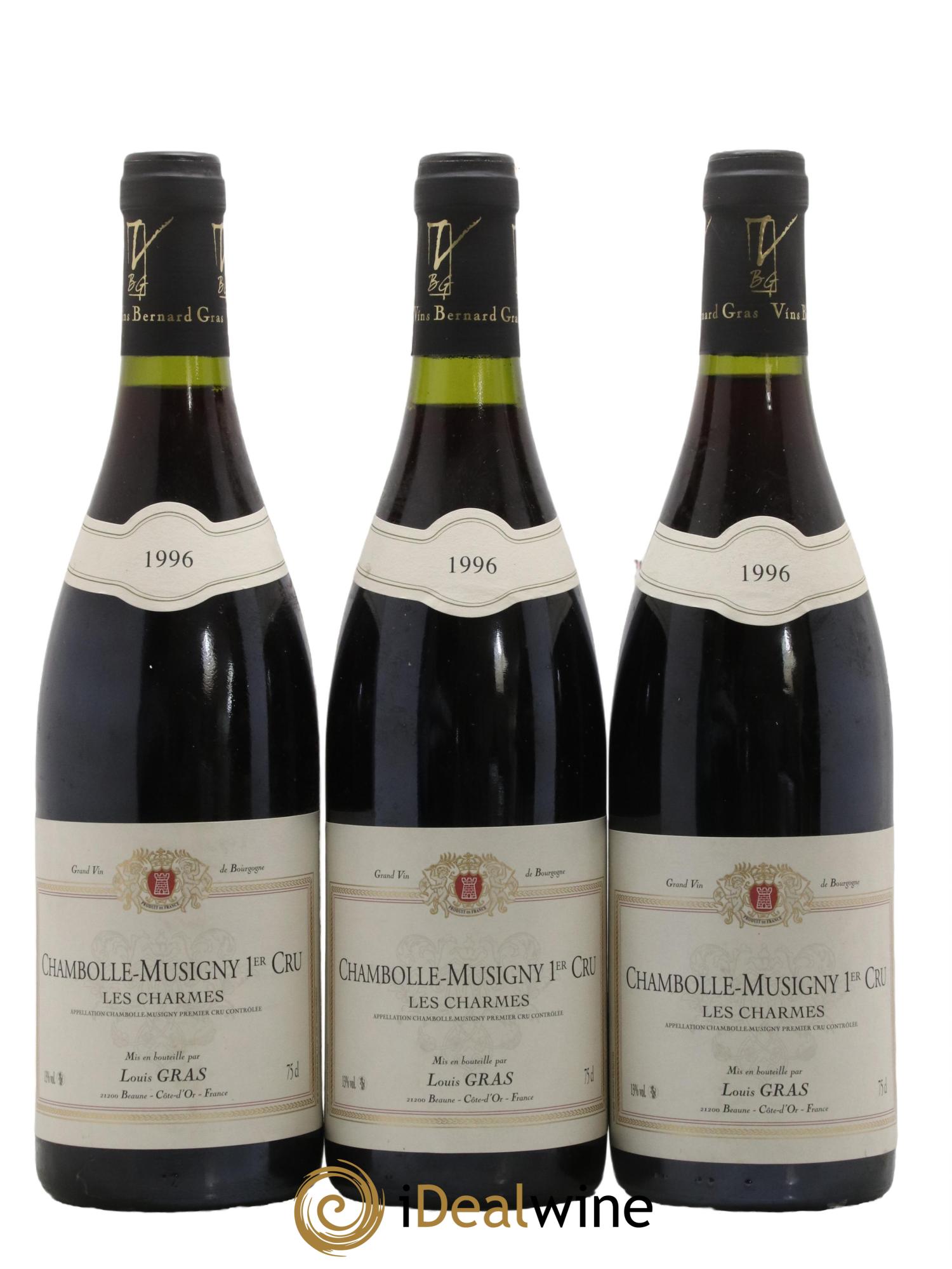 Chambolle-Musigny 1er Cru Les Charmes Domaine Louis Gras 1996 - Lot de 3 bouteilles - 0