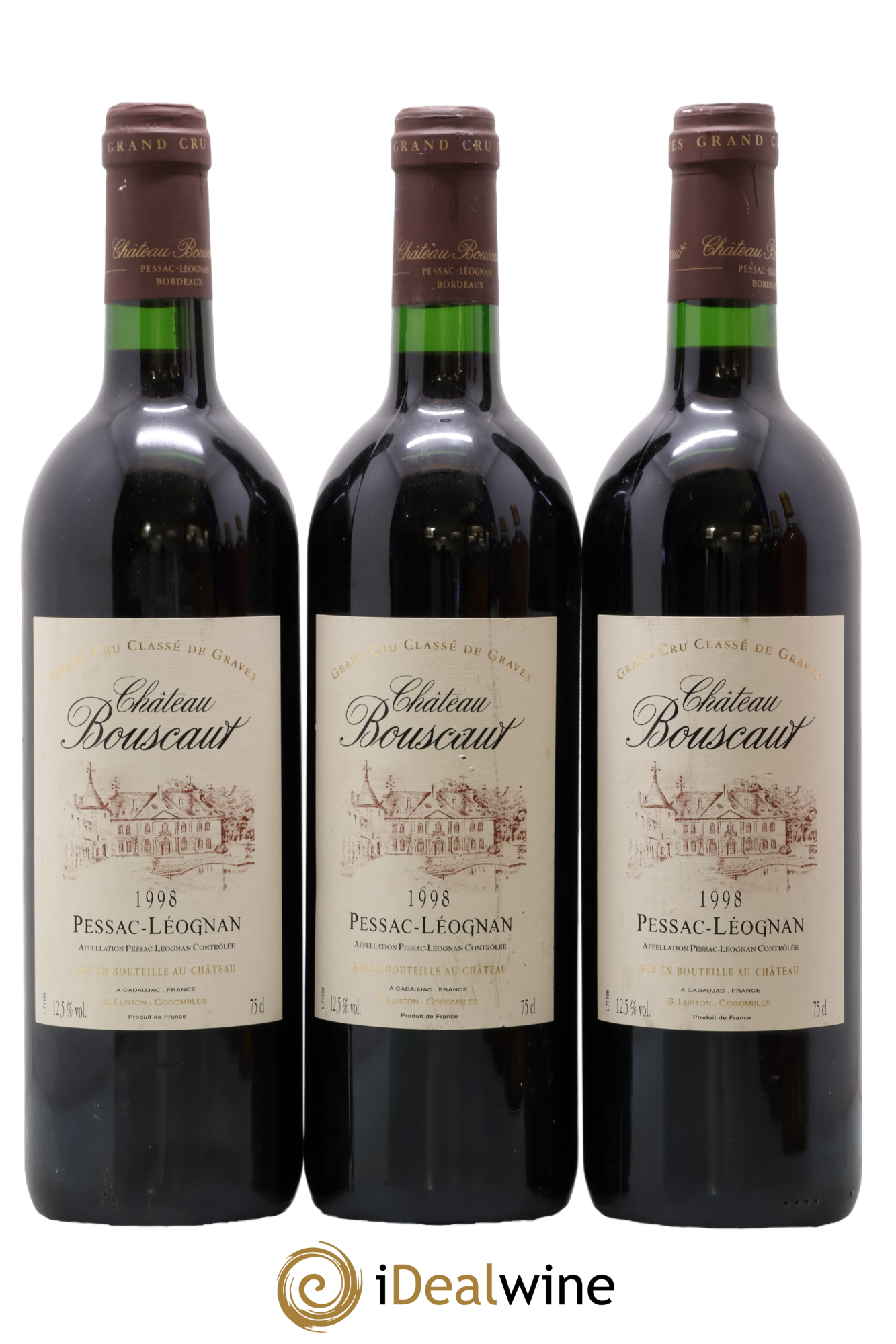 Château Bouscaut Cru Classé de Graves 1998 - Lot de 3 bouteilles - 0