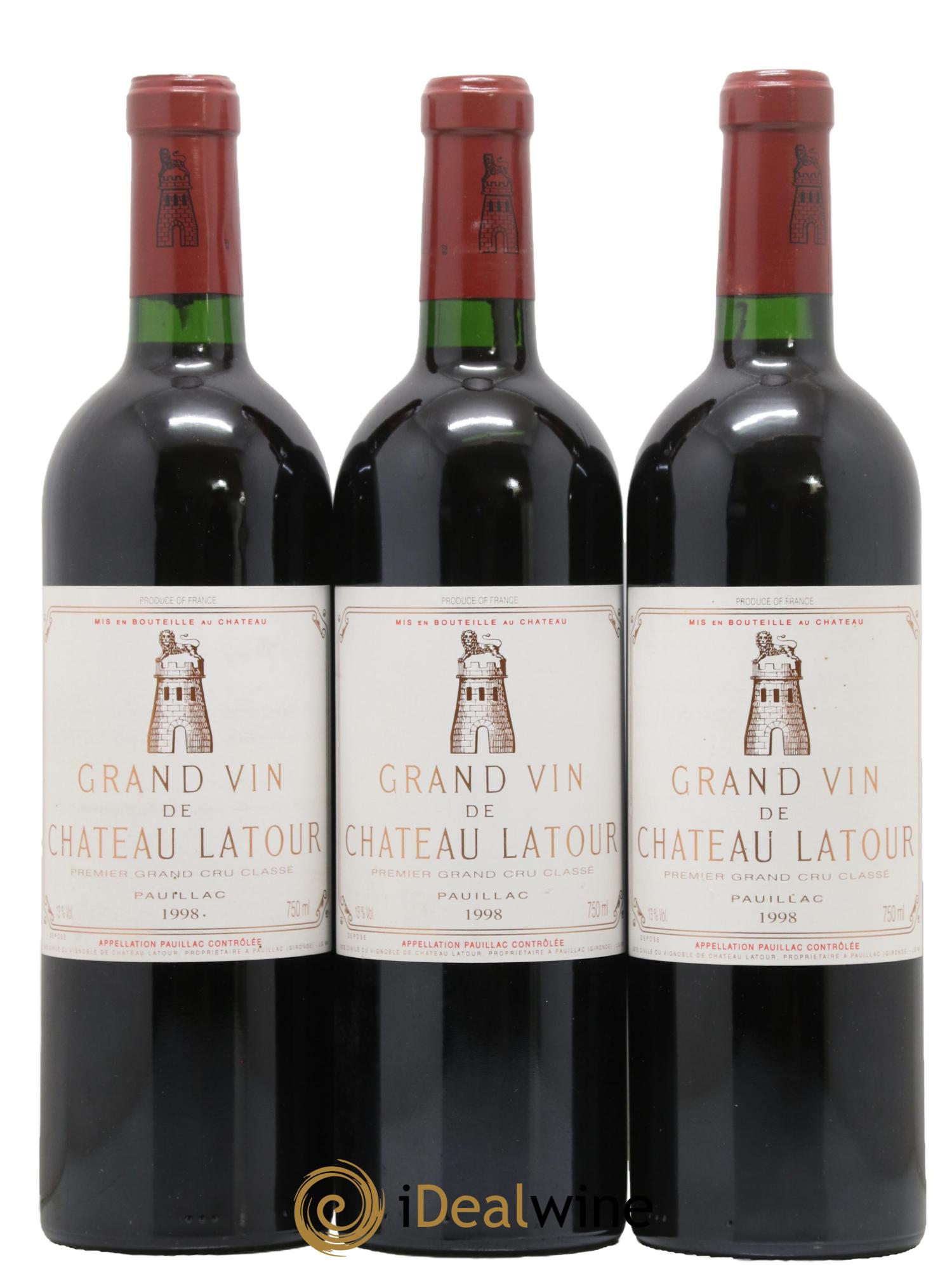 Château Latour 1er Grand Cru Classé 1998 - Lot de 3 bouteilles - 0