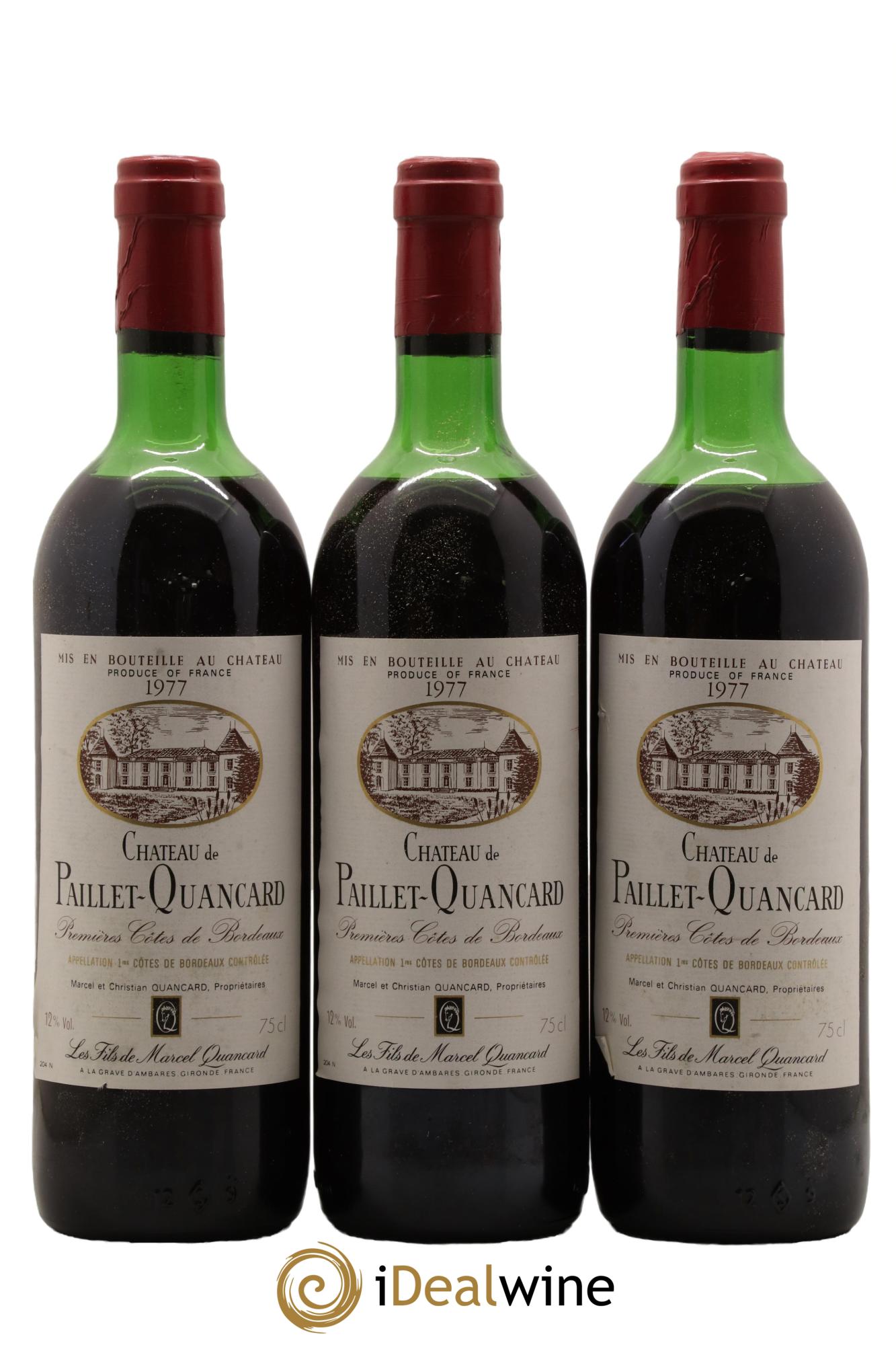 Bordeaux Château de Paillet-Quancard 1977 - Lot de 3 bouteilles - 0