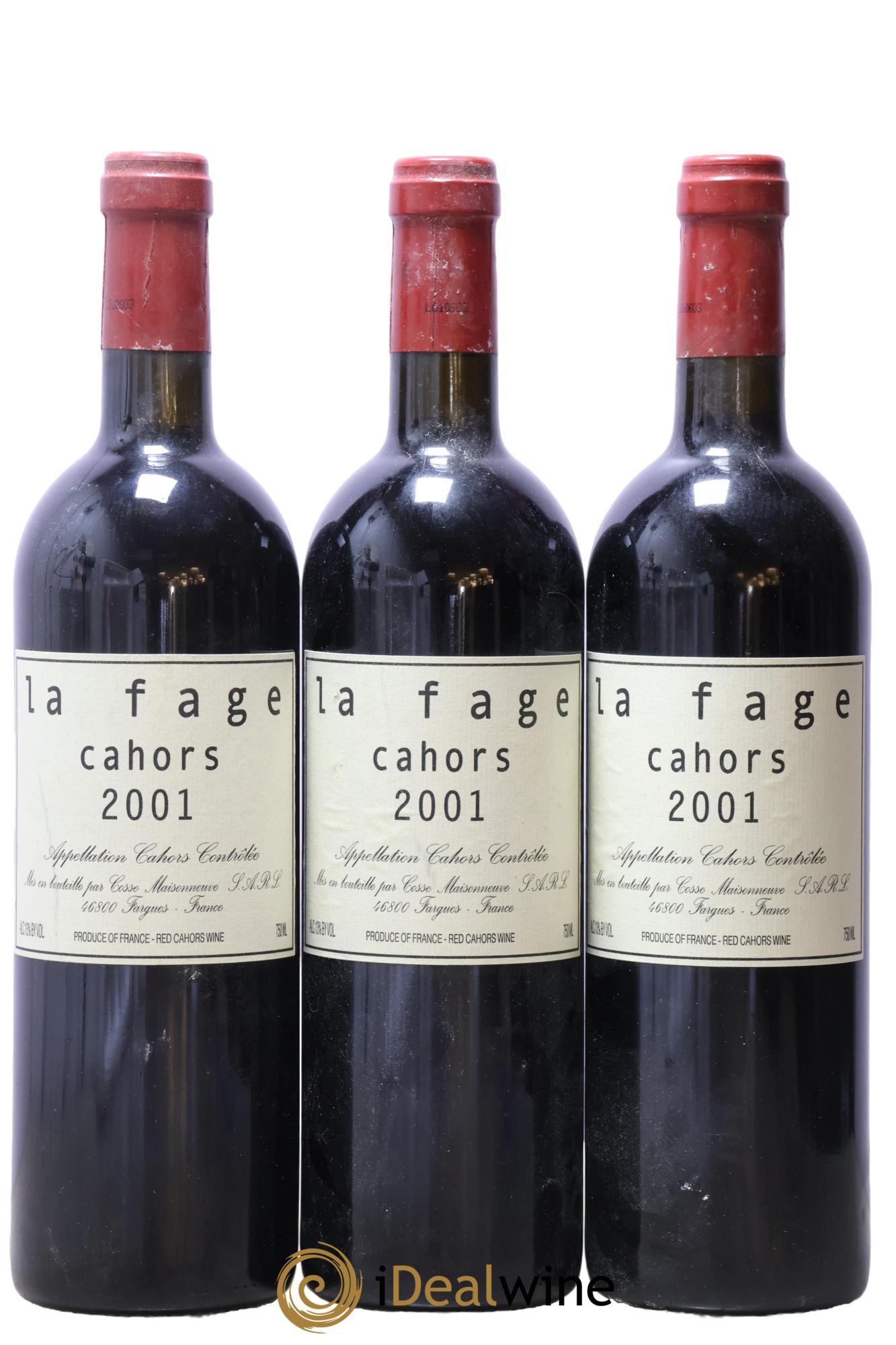 Cahors La Fage Cosse-Maisonneuve (Domaine) 2001 - Lot de 3 bouteilles - 0