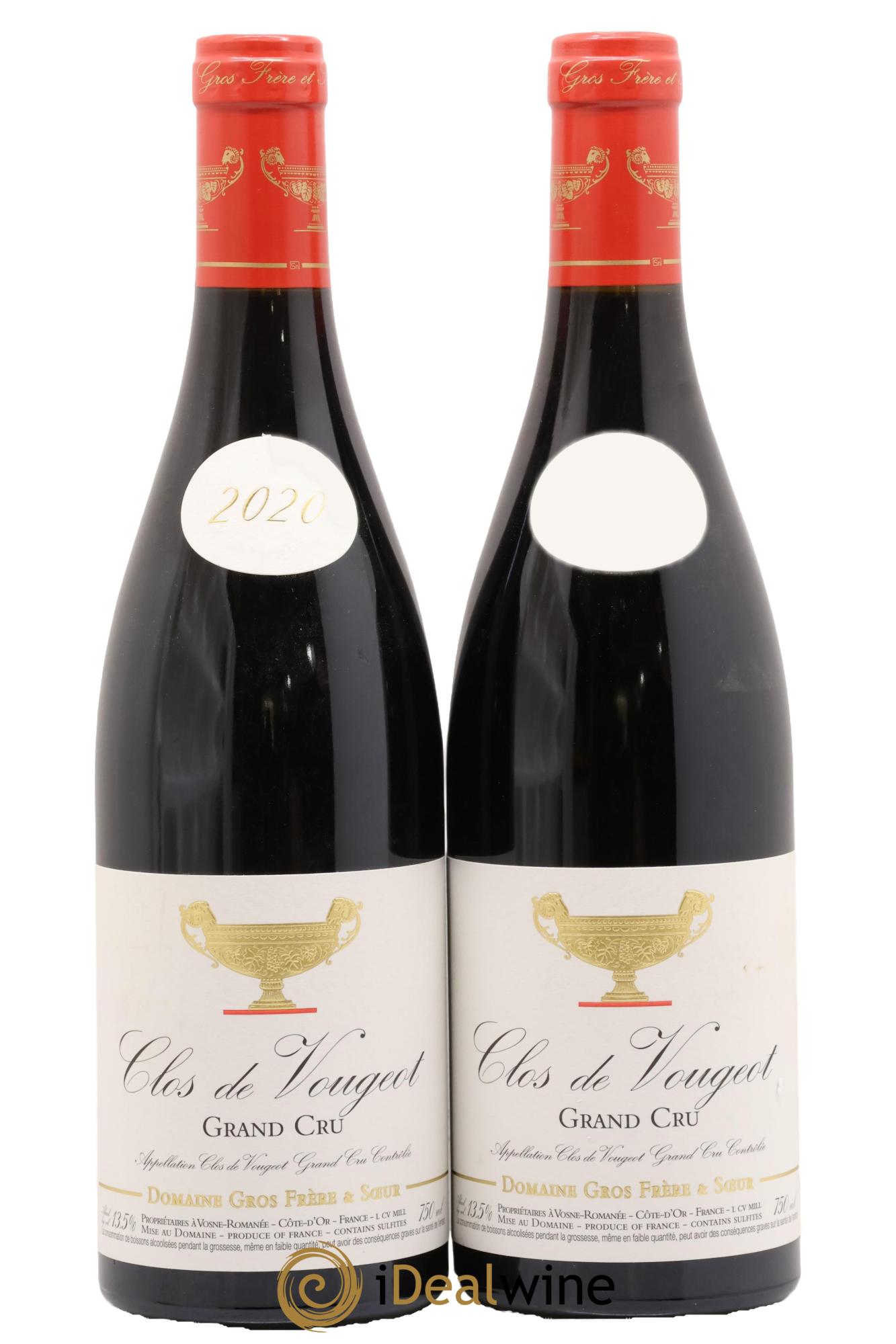 Clos de Vougeot Grand Cru Gros Frère & Soeur 2020 - Lot de 2 bouteilles - 0