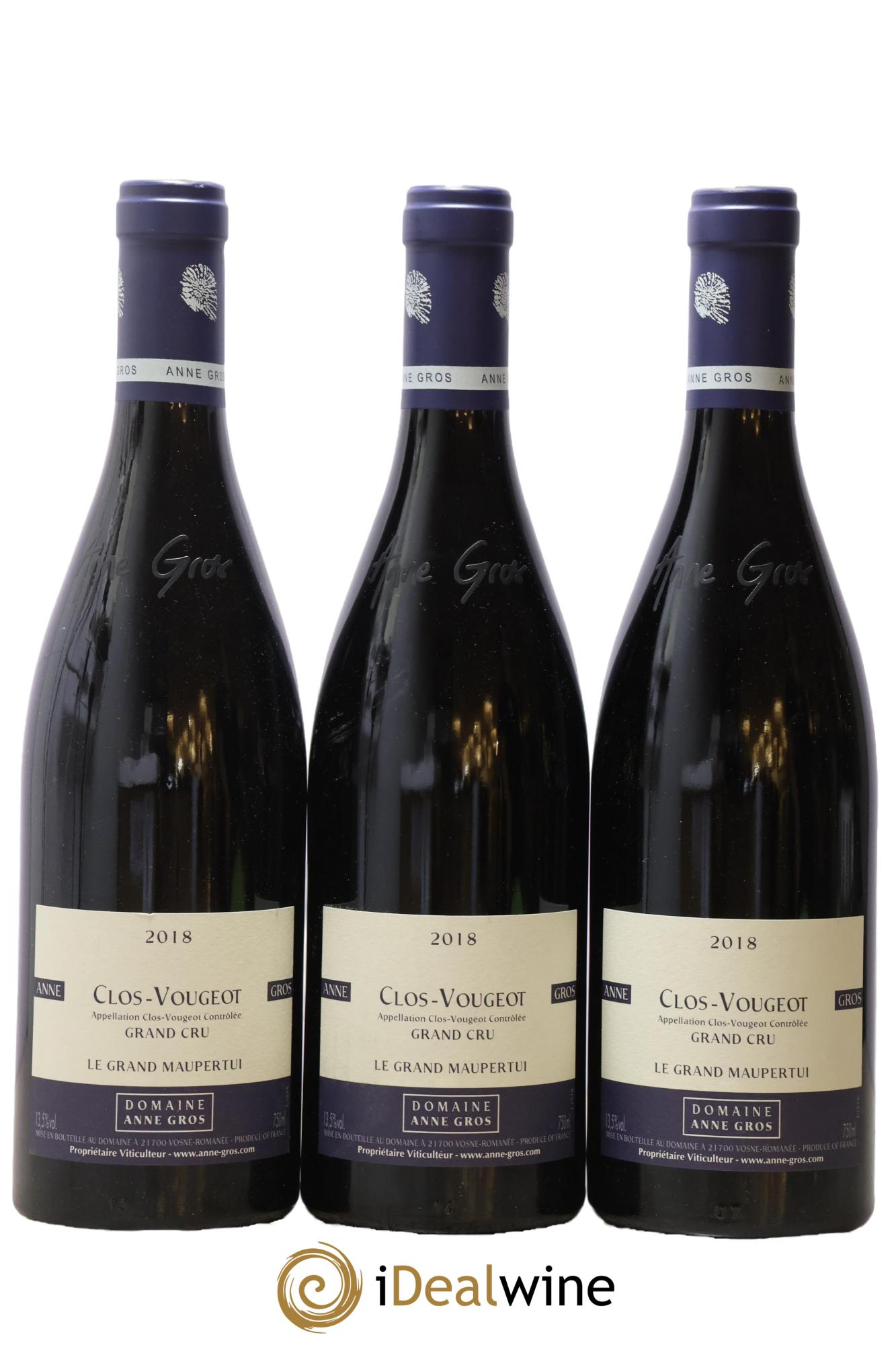 Clos de Vougeot Grand Cru Le Grand Maupertui Anne Gros 2018 - Posten von 3 Flaschen - 0