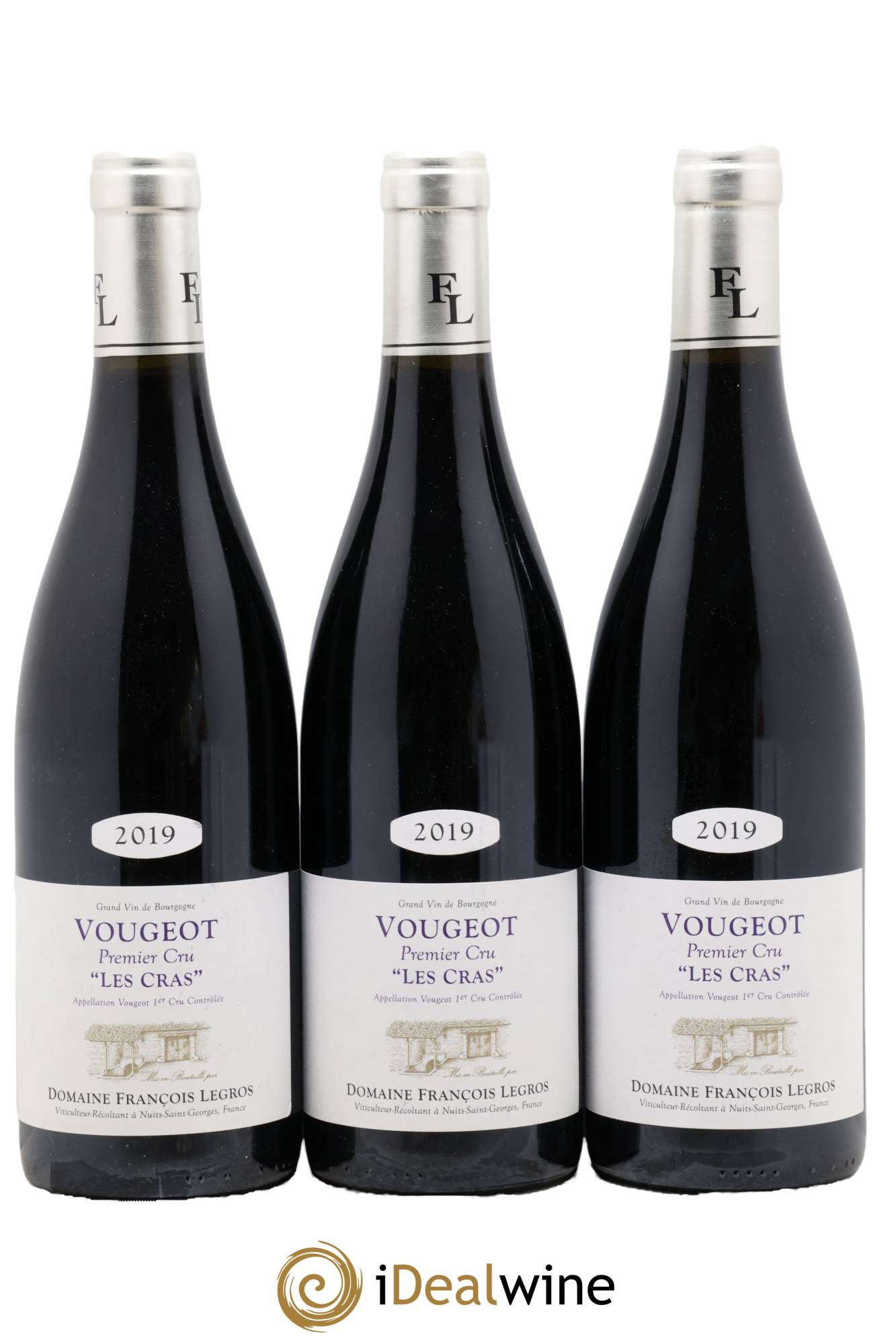 Vougeot 1er Cru Les Cras François Le Gros 2019 - Lot de 3 bouteilles - 0