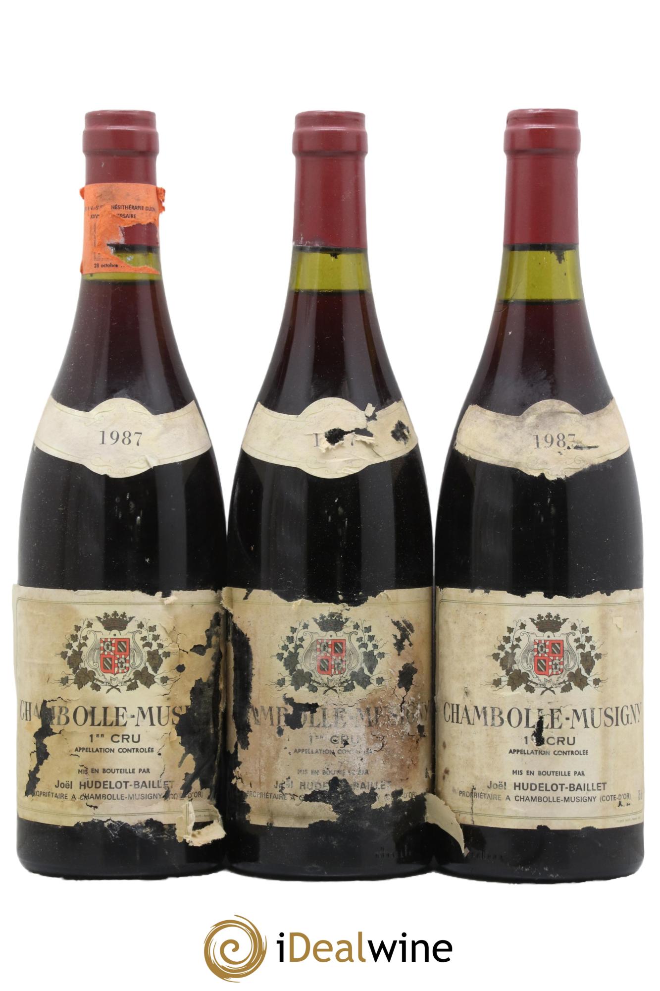 Chambolle-Musigny 1er Cru Hudelot-Baillet 1987 - Lot de 3 bouteilles - 0