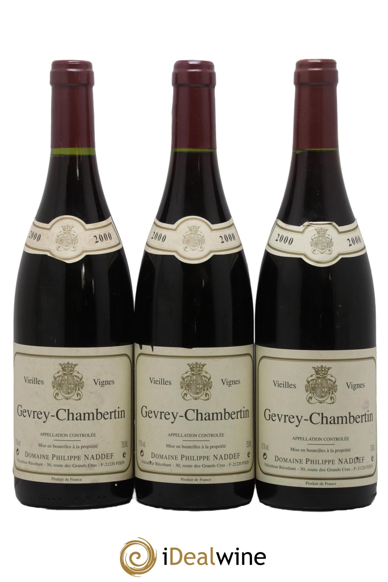 Gevrey-Chambertin Vieilles Vignes Philippe Naddef 2000 - Lot of 3 bottles - 0