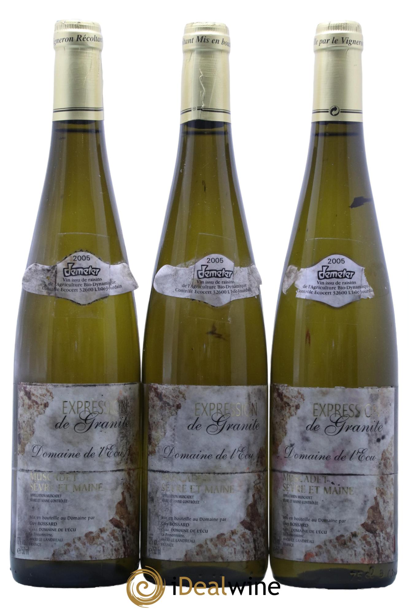 Vin de France (anciennement Muscadet-Sèvre-et-Maine) Expression de Granite Domaine de L'Ecu 2005 - Lot de 3 bouteilles - 0