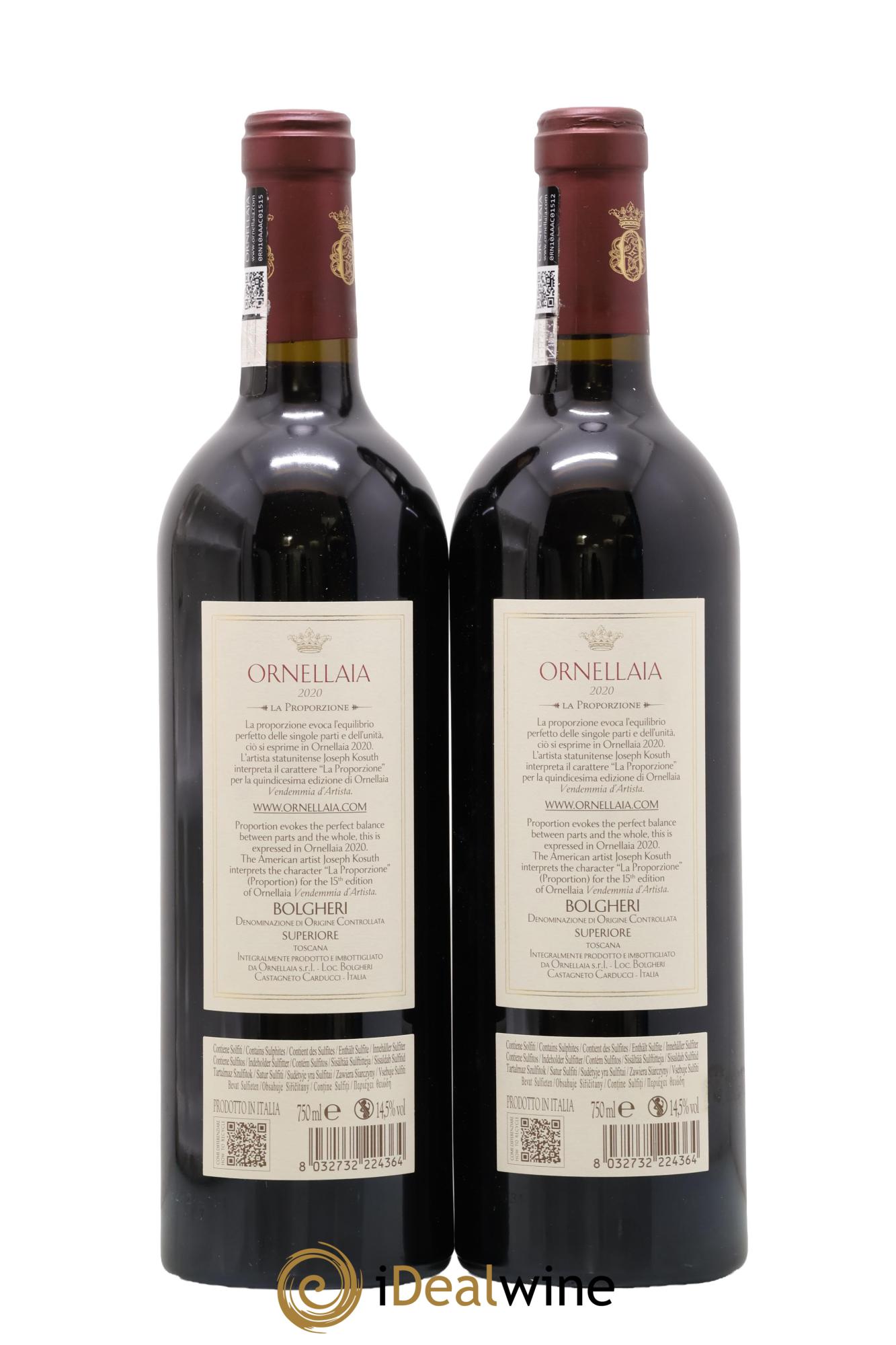 Bolgheri DOC Superiore Ornellaia Tenuta Dell'Ornellaia - Frescobaldi 2020 - Posten von 2 Flaschen - 1