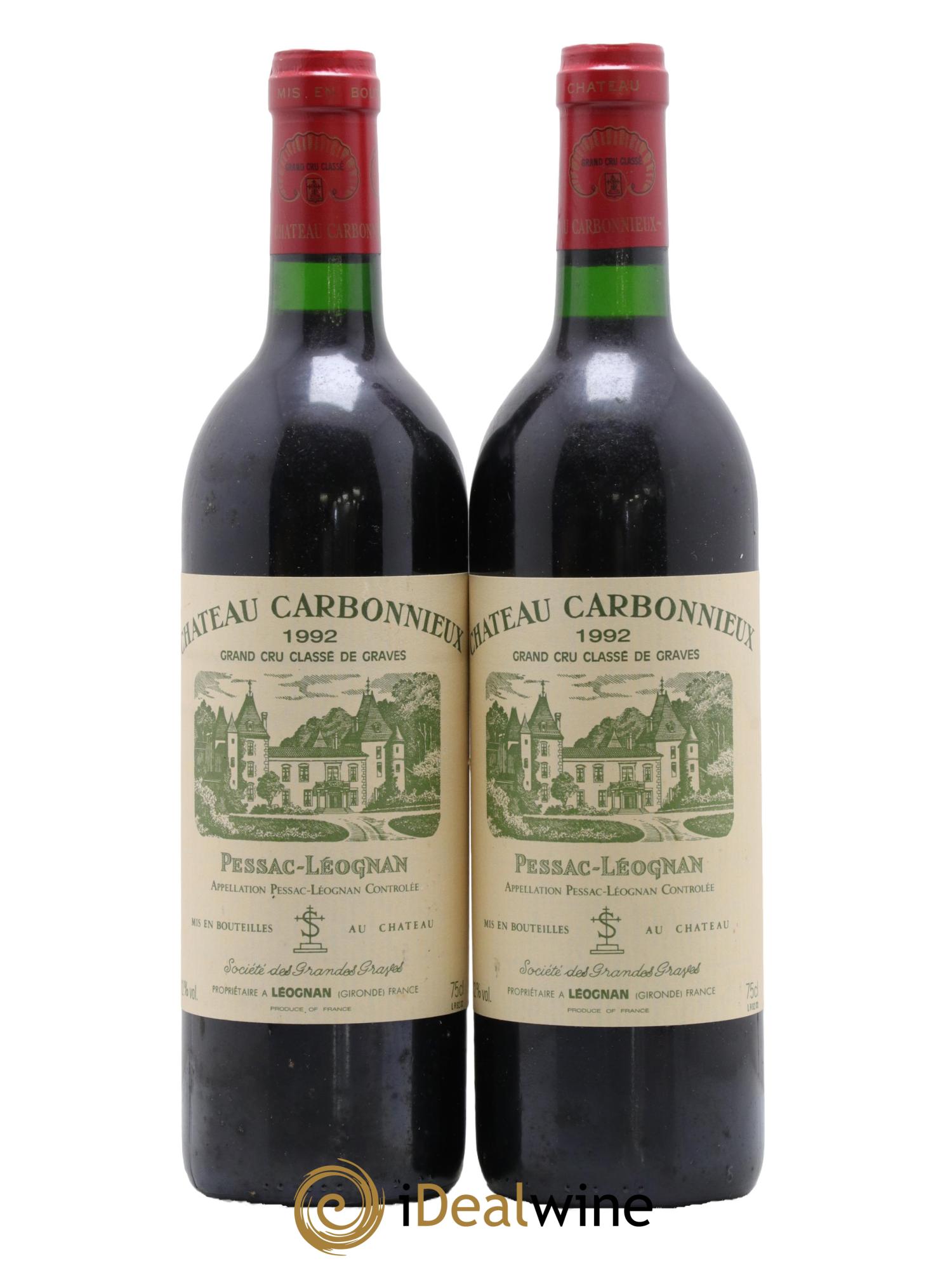Château Carbonnieux Cru Classé de Graves 1992 - Lot de 2 bouteilles - 0