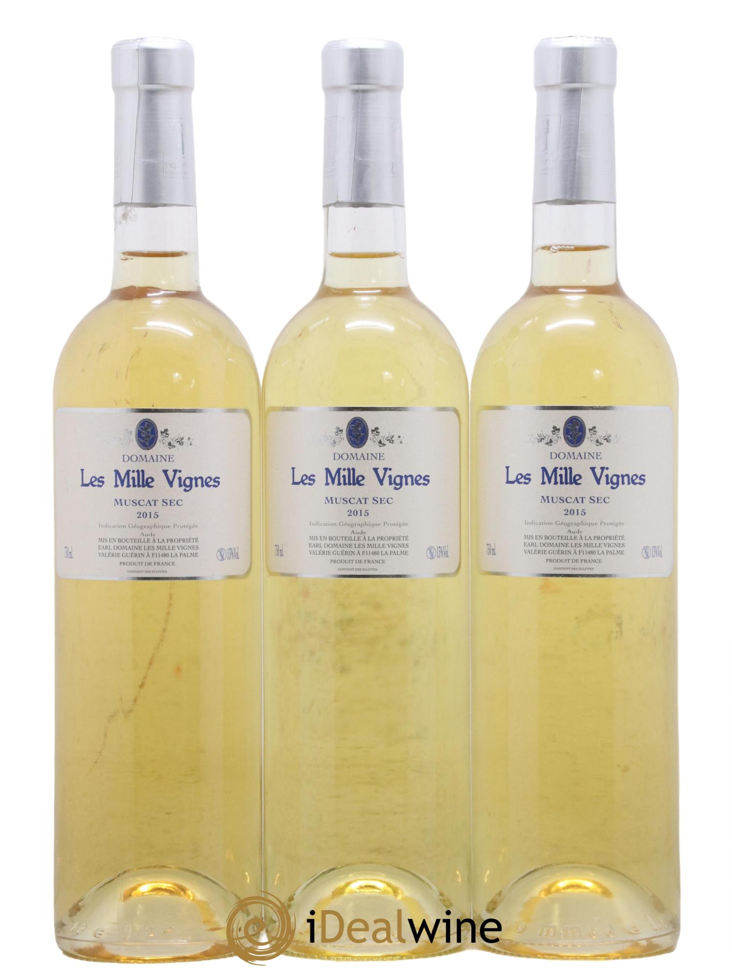 Languedoc IGP Aude Muscat sec Domaine Les Mille Vignes 2015 - Lot de 3 bouteilles - 0