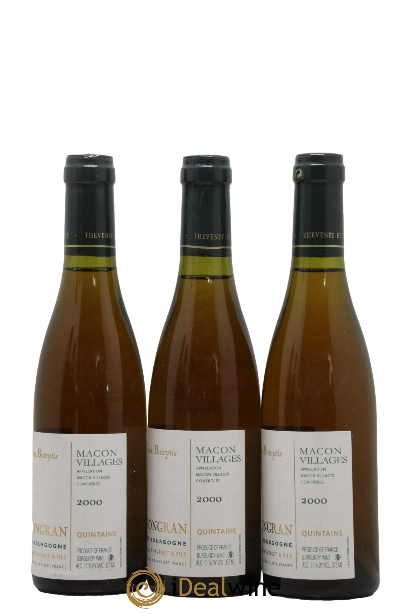 Mâcon Cuvée Botrytis Domaine de la Bongran (J.Thevenet) 2000 - Lot de 3 demi bouteilles - 1