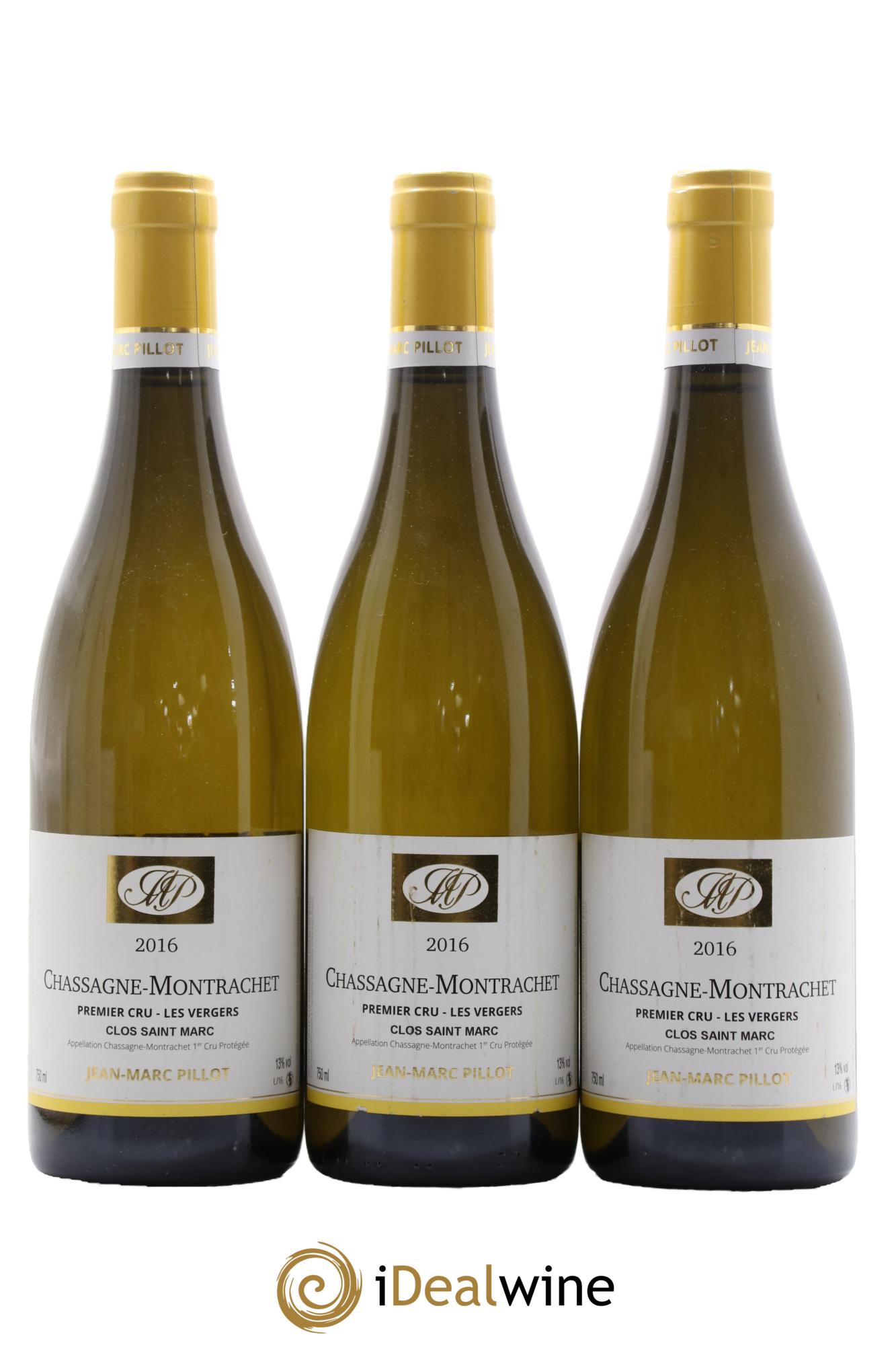 Chassagne-Montrachet 1er Cru Les Vergers Clos Saint-Marc Jean-Marc Pillot et Fils (Domaine) 2016 - Lot de 3 bouteilles - 0