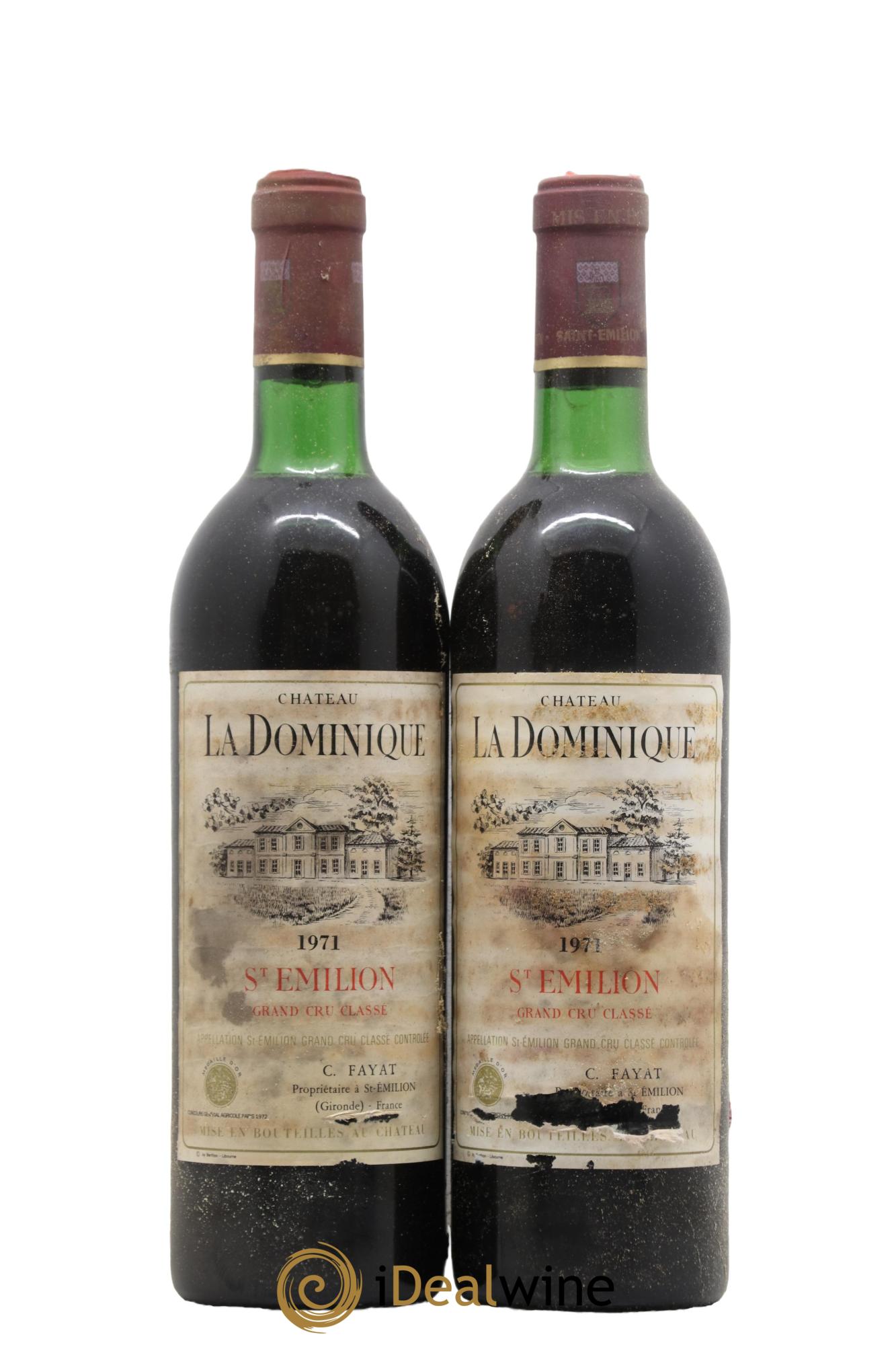 Château la Dominique Grand Cru Classé 1971 - Lot de 2 bouteilles - 0