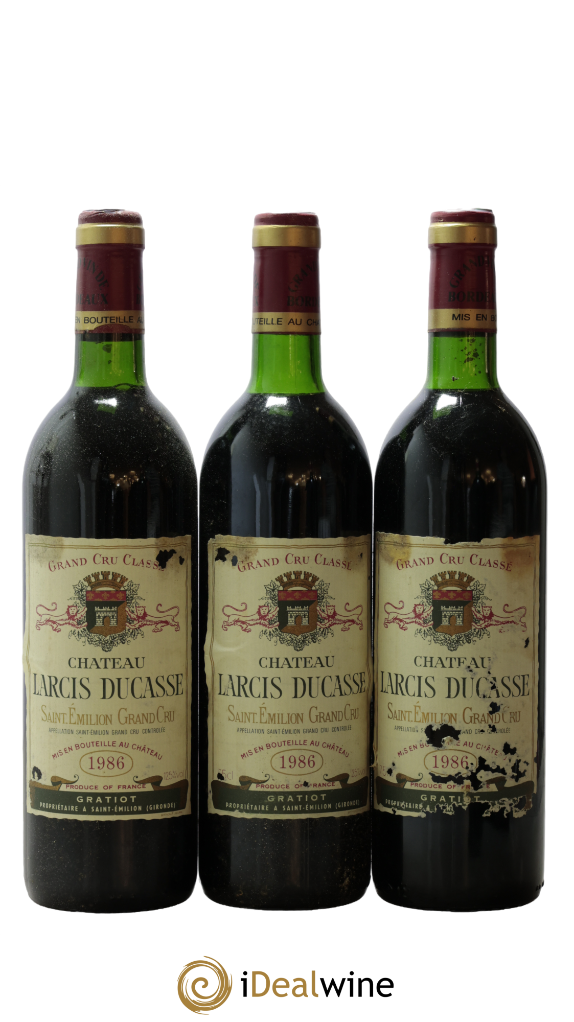Château Larcis Ducasse 1er Grand Cru Classé B 1986 - Lot of 3 bottles - 0