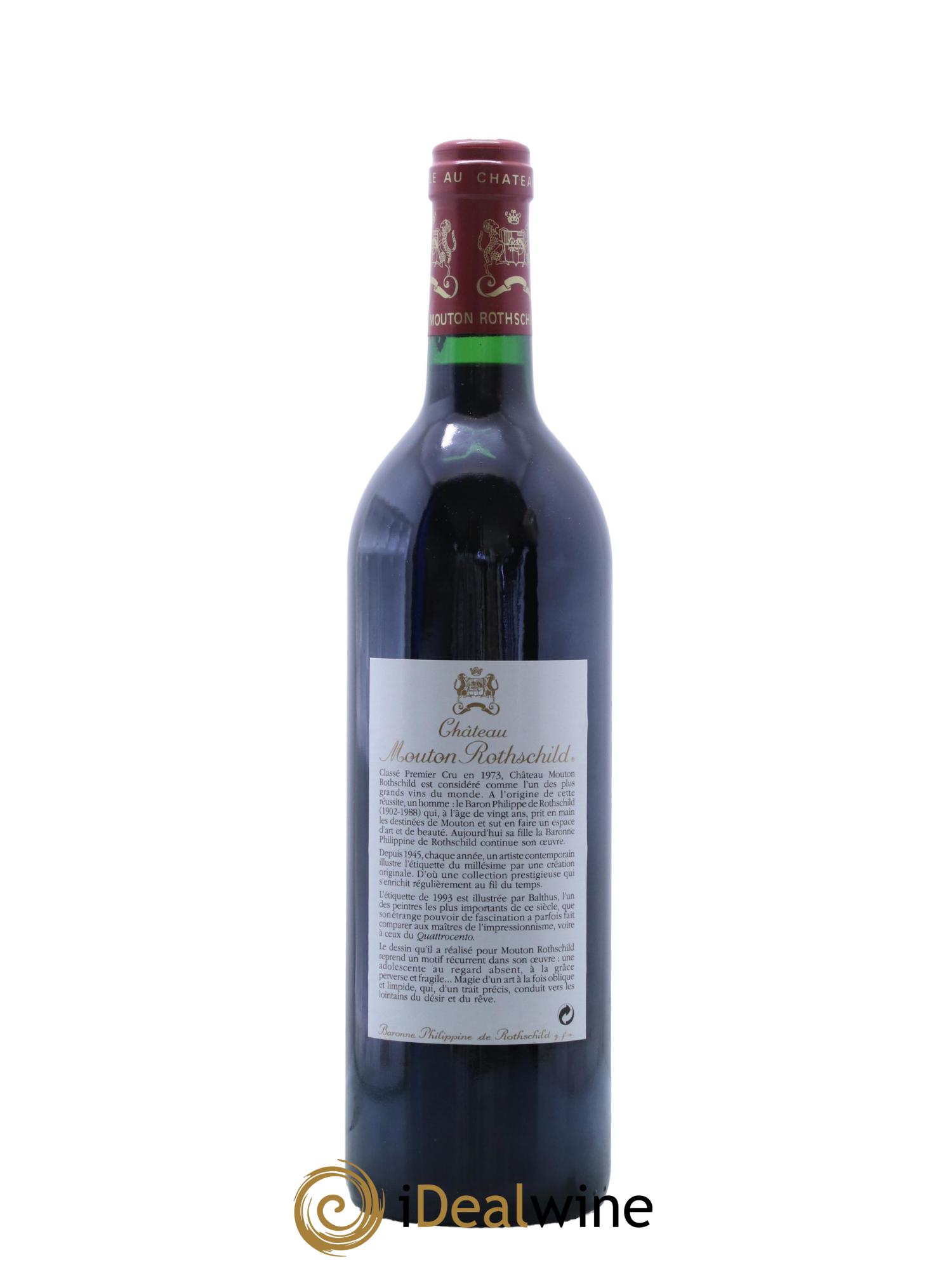 Château Mouton Rothschild 1er Grand Cru Classé 1993 - Lot de 1 bouteille - 1