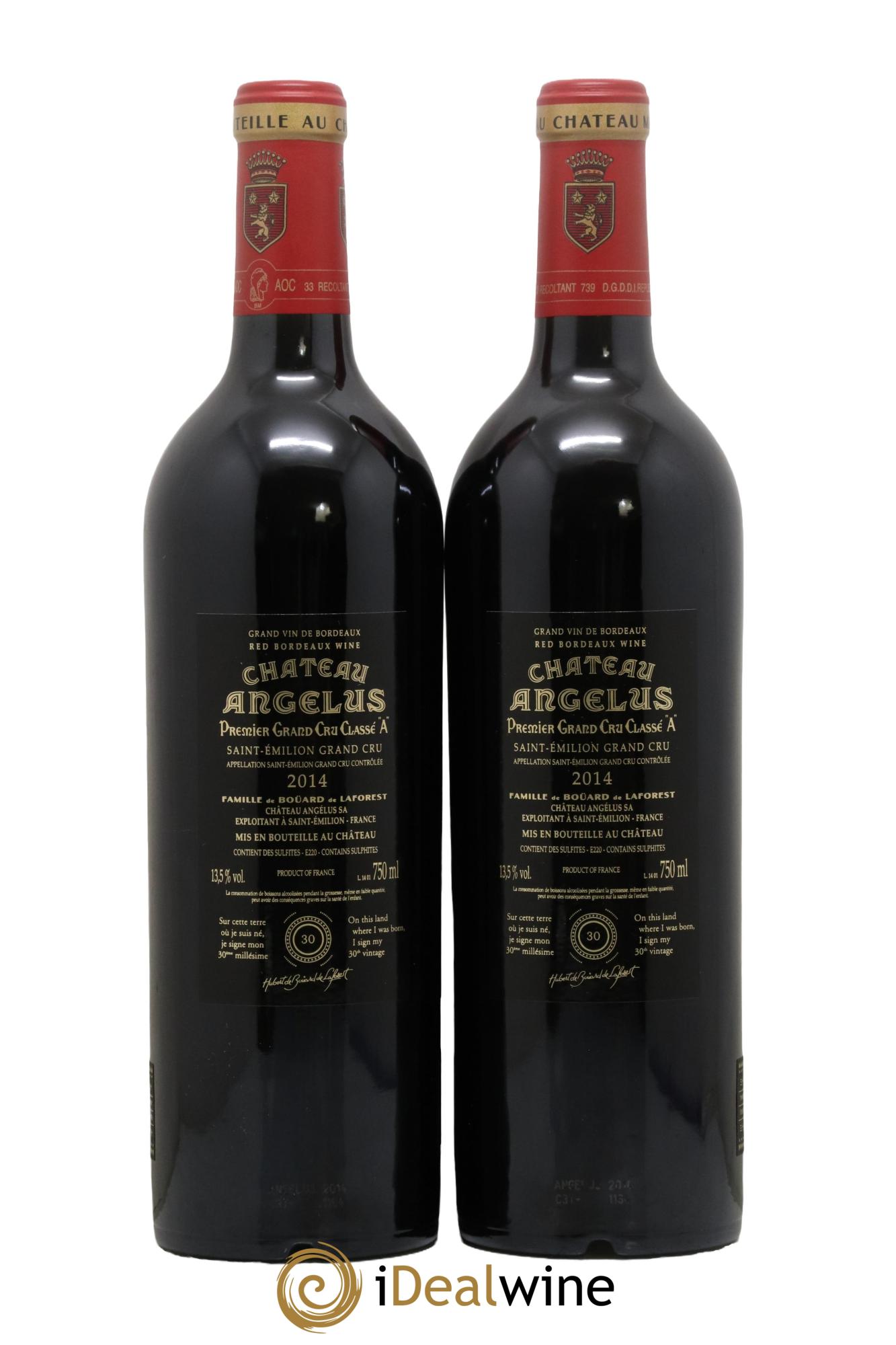 Château Angélus 1er Grand Cru Classé A 2014 - Lotto di 2 bottiglie - 1