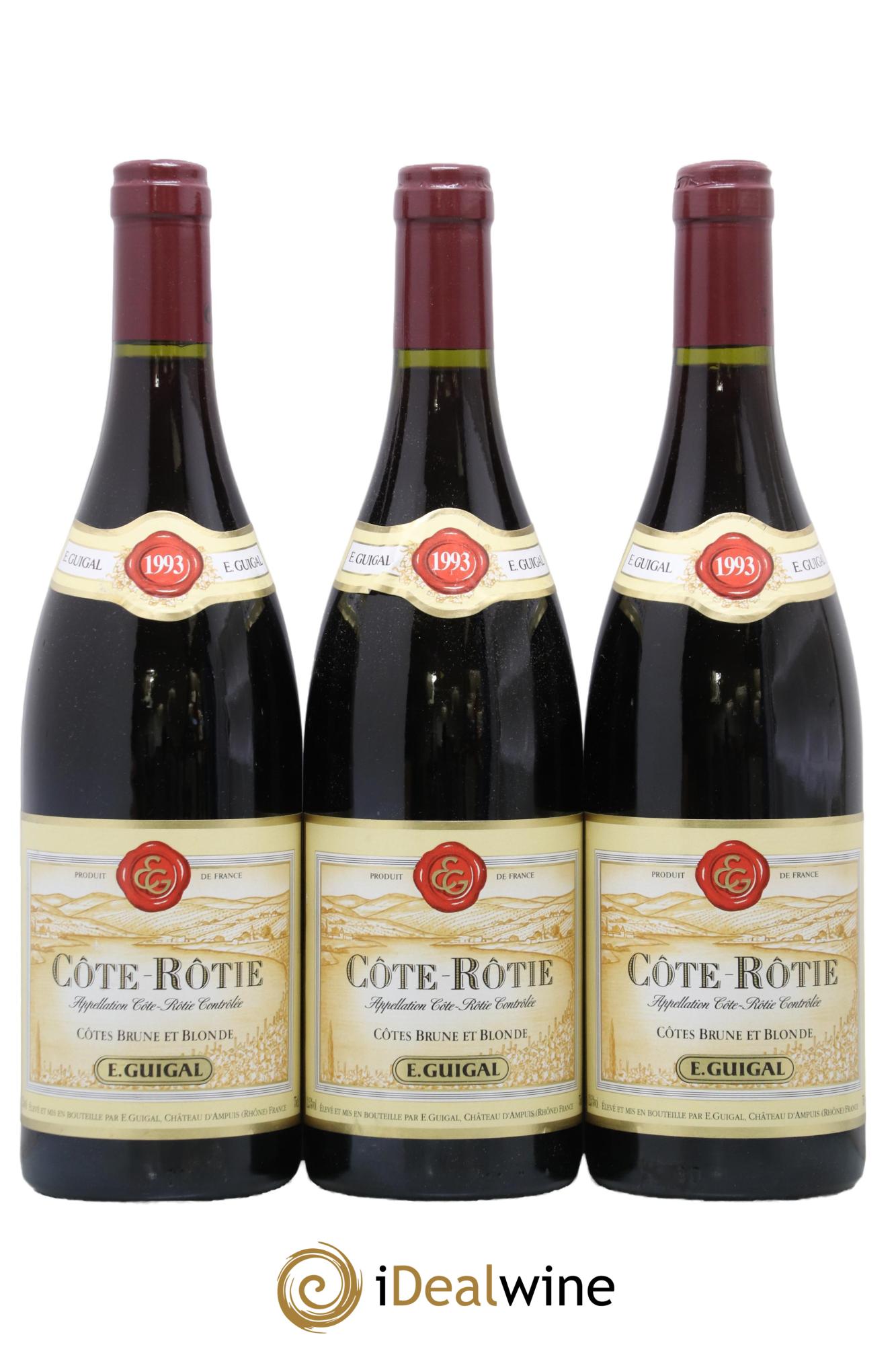 Côte-Rôtie Côtes Brune et Blonde Guigal 1993 - Posten von 3 Flaschen - 0