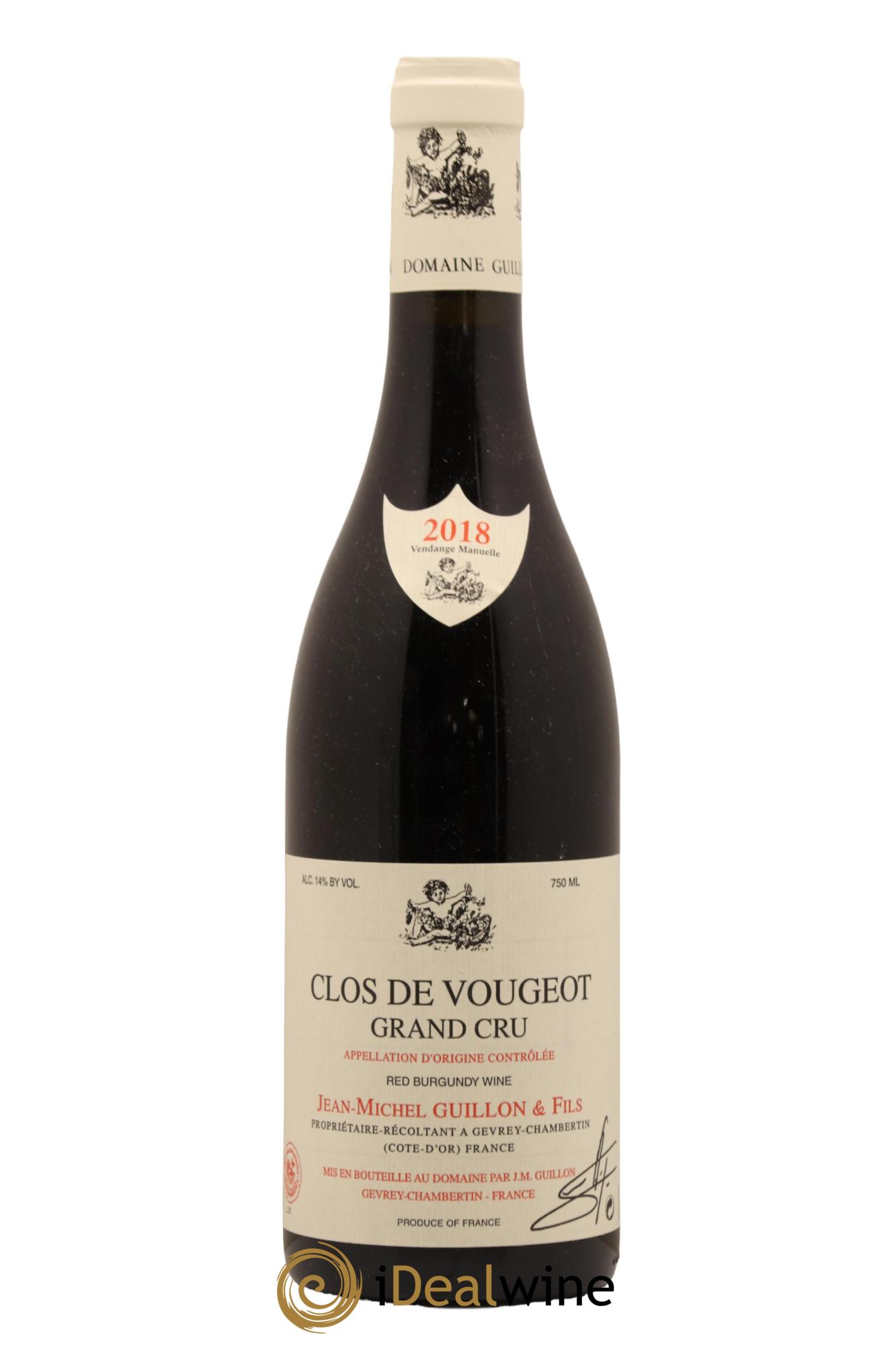 Clos de Vougeot Grand Cru Domaine Jean Michel Guillon 2018 - Lot de 1 bouteille - 0