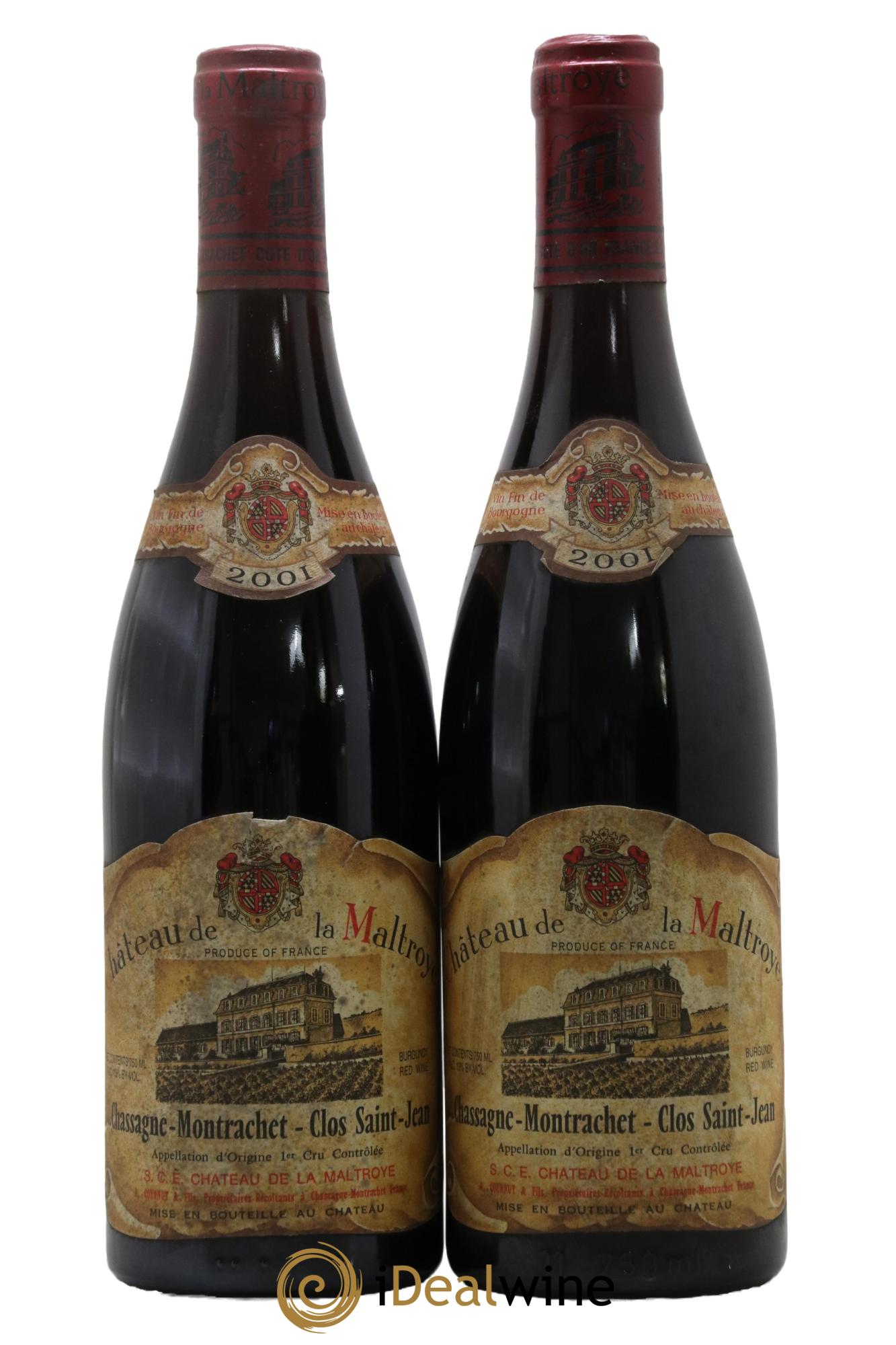 Chassagne-Montrachet 1er Cru Clos Saint-Jean Château de la Maltroye  2001 - Posten von 2 Flaschen - 0