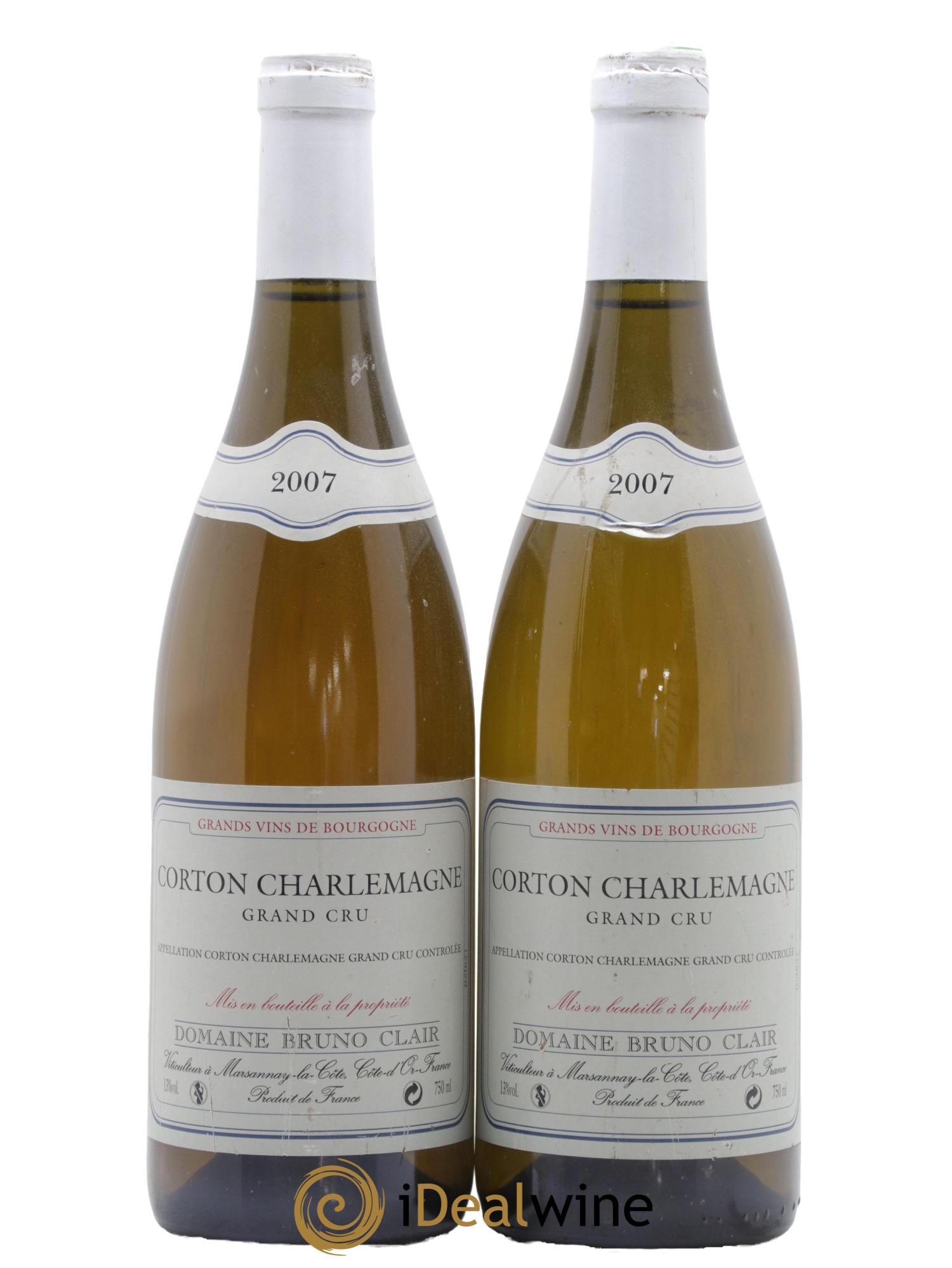Corton-Charlemagne Grand Cru Bruno Clair (Domaine) 2007 - Lot de 2 bouteilles - 0