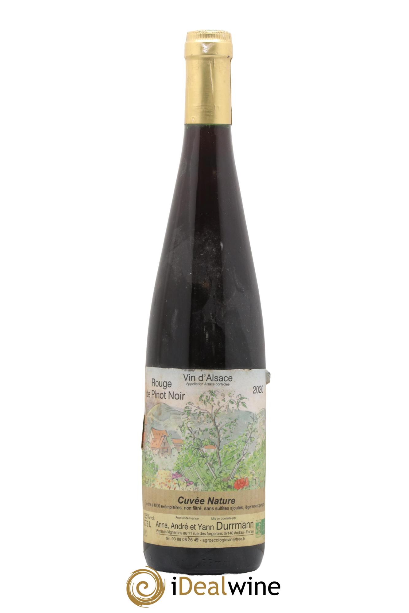 Alsace Pinot Noir Cuvée Nature Durrmann 2020 - Lot de 1 bouteille - 0