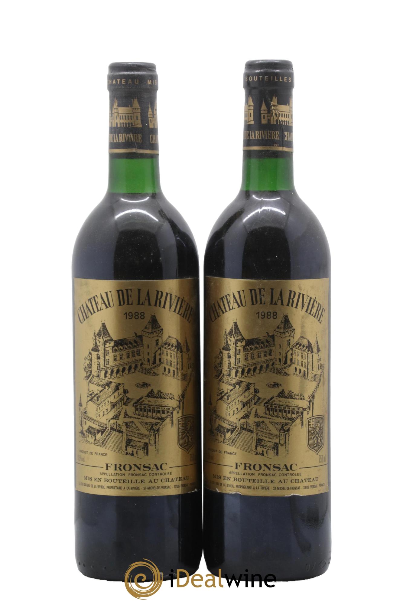 Château de La Rivière 1988 - Lot of 2 bottles - 0