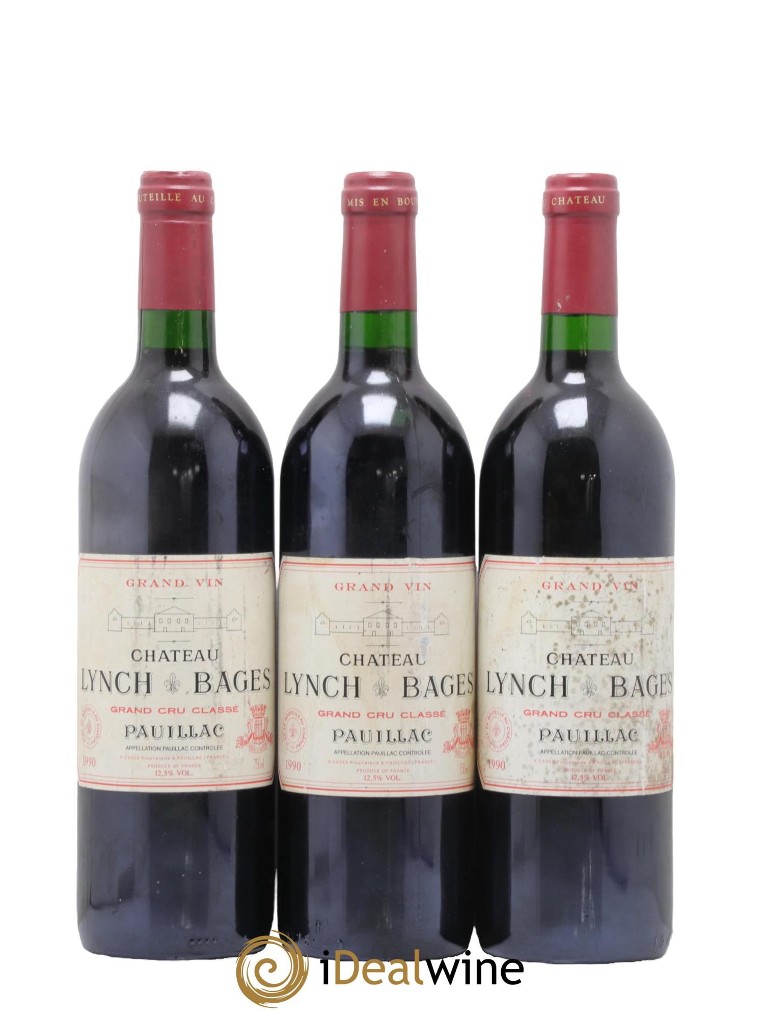 Château Lynch Bages 5ème Grand Cru Classé 1990 - Lot de 3 bouteilles - 0