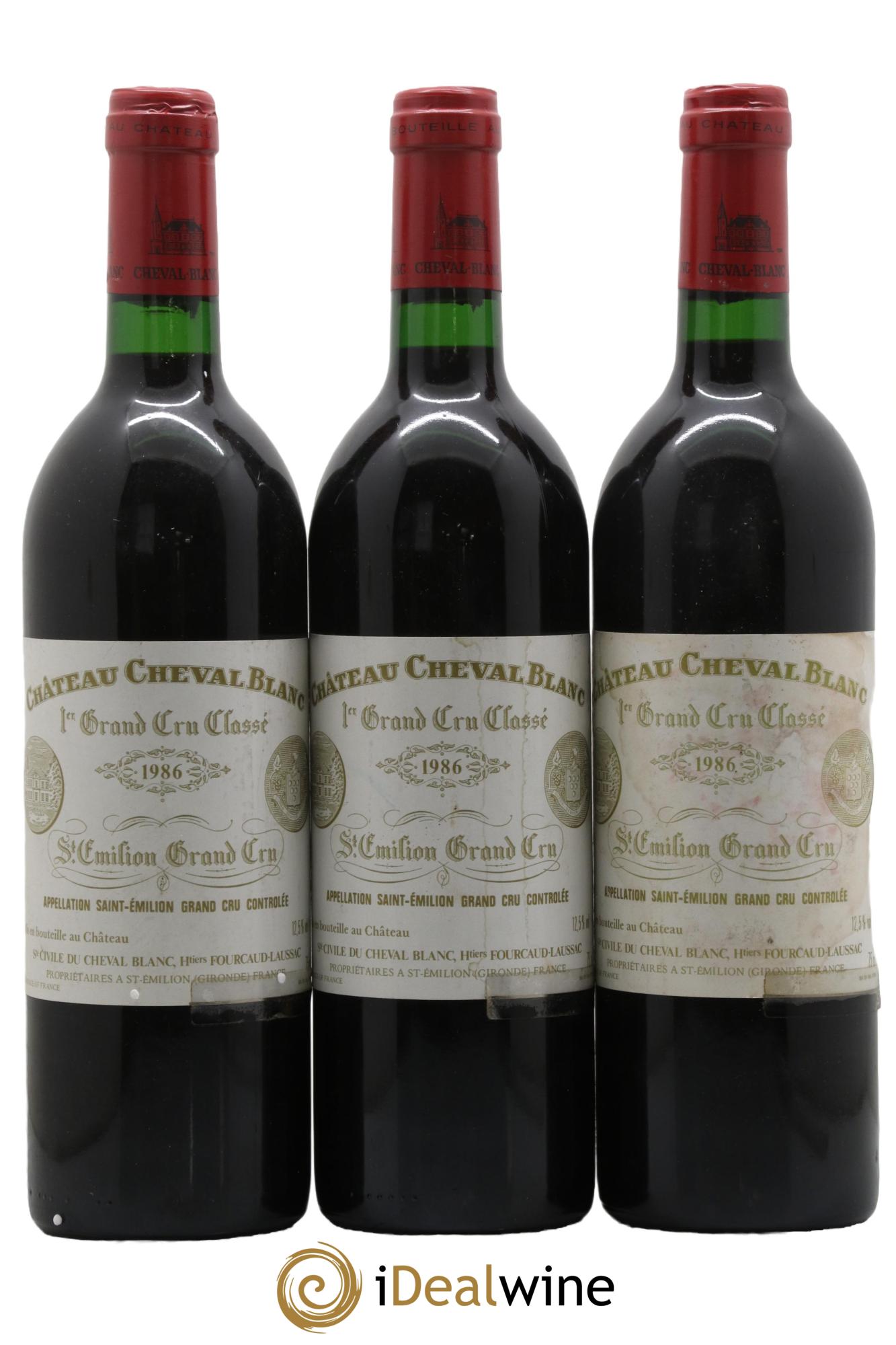 Château Cheval Blanc 1er Grand Cru Classé A 1986 - Lotto di 3 bottiglie - 0