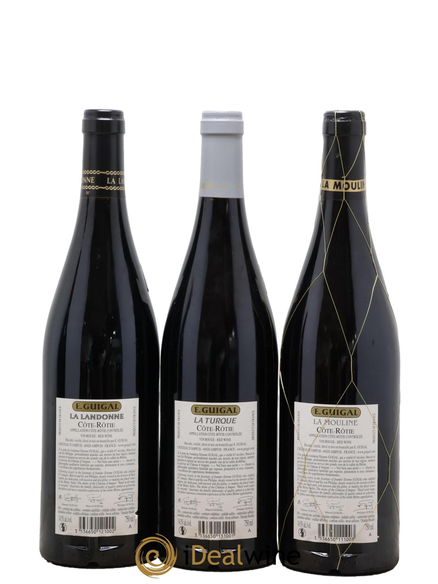 Côte-Rôtie Guigal Trilogie La Turque - La Landonne - La Mouline 2018 - Lotto di 3 bottiglie - 1