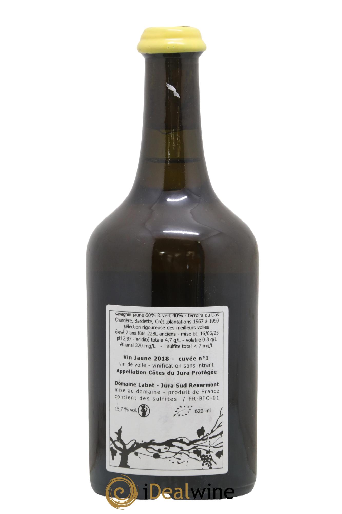 Côtes du Jura Vin Jaune Cuvée N°1 Romain - Julien - Charline Labet 2018 - Lot de 1 clavelin - 1